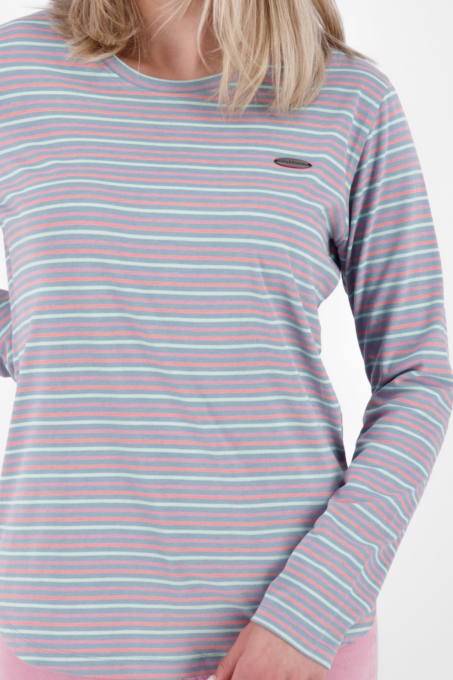 Damen Longsleeve LeaAK Z mit modischen Streifen Grau