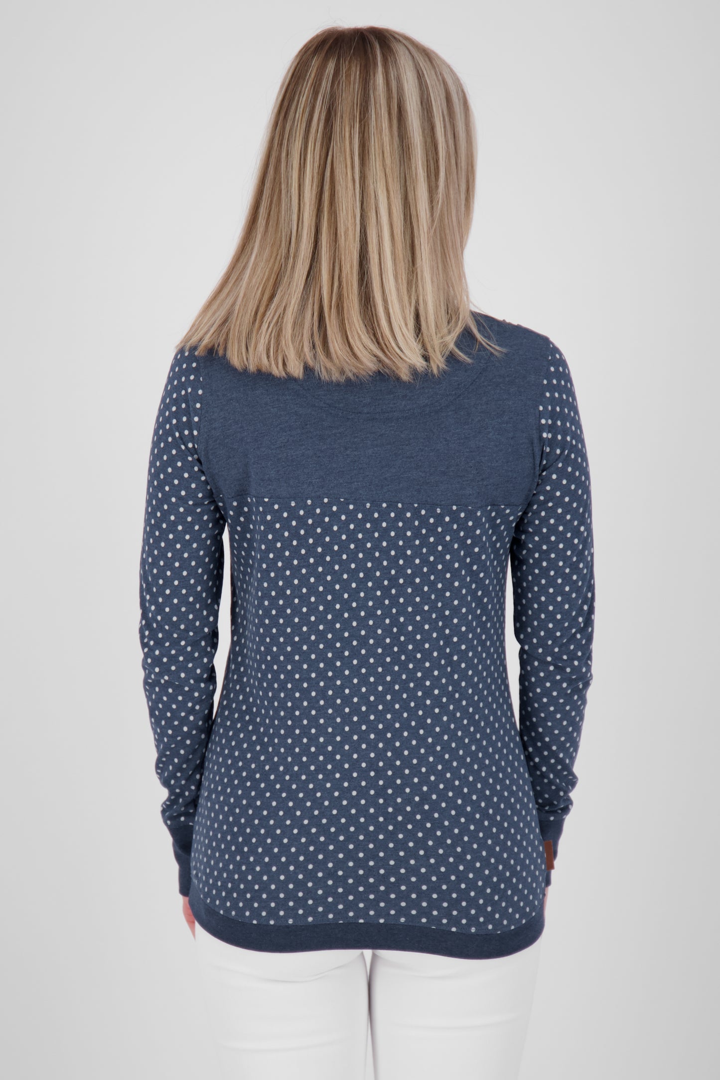 LeonieAK B Damen Langarmshirt mit alloverprint Streifendesign Dunkelblau