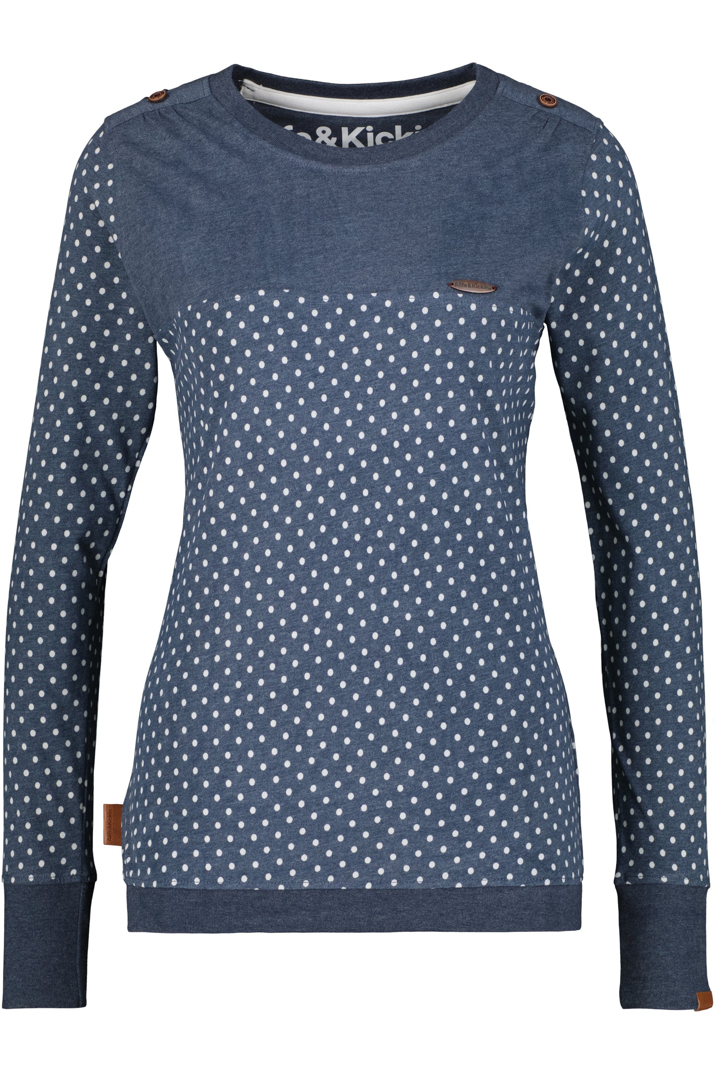 LeonieAK B Damen Langarmshirt mit alloverprint Streifendesign Dunkelblau