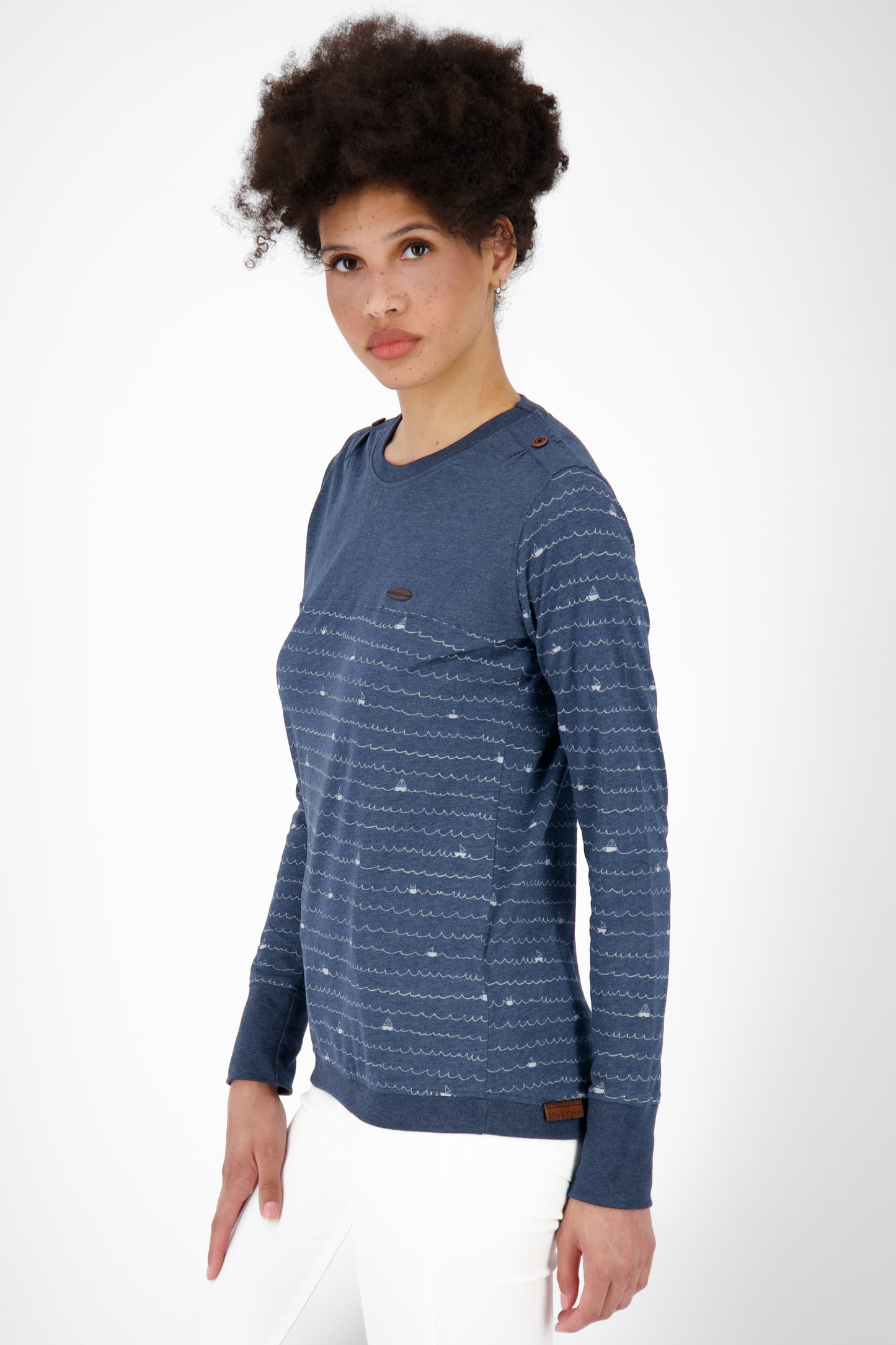 Modisches Damen Longsleeve mit Muster - LeonieAK B Dunkelblau