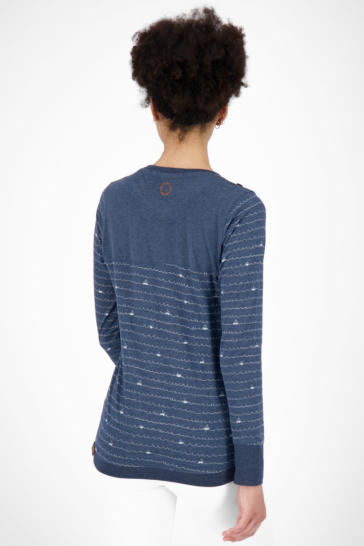Modisches Damen Longsleeve mit Muster - LeonieAK B Dunkelblau