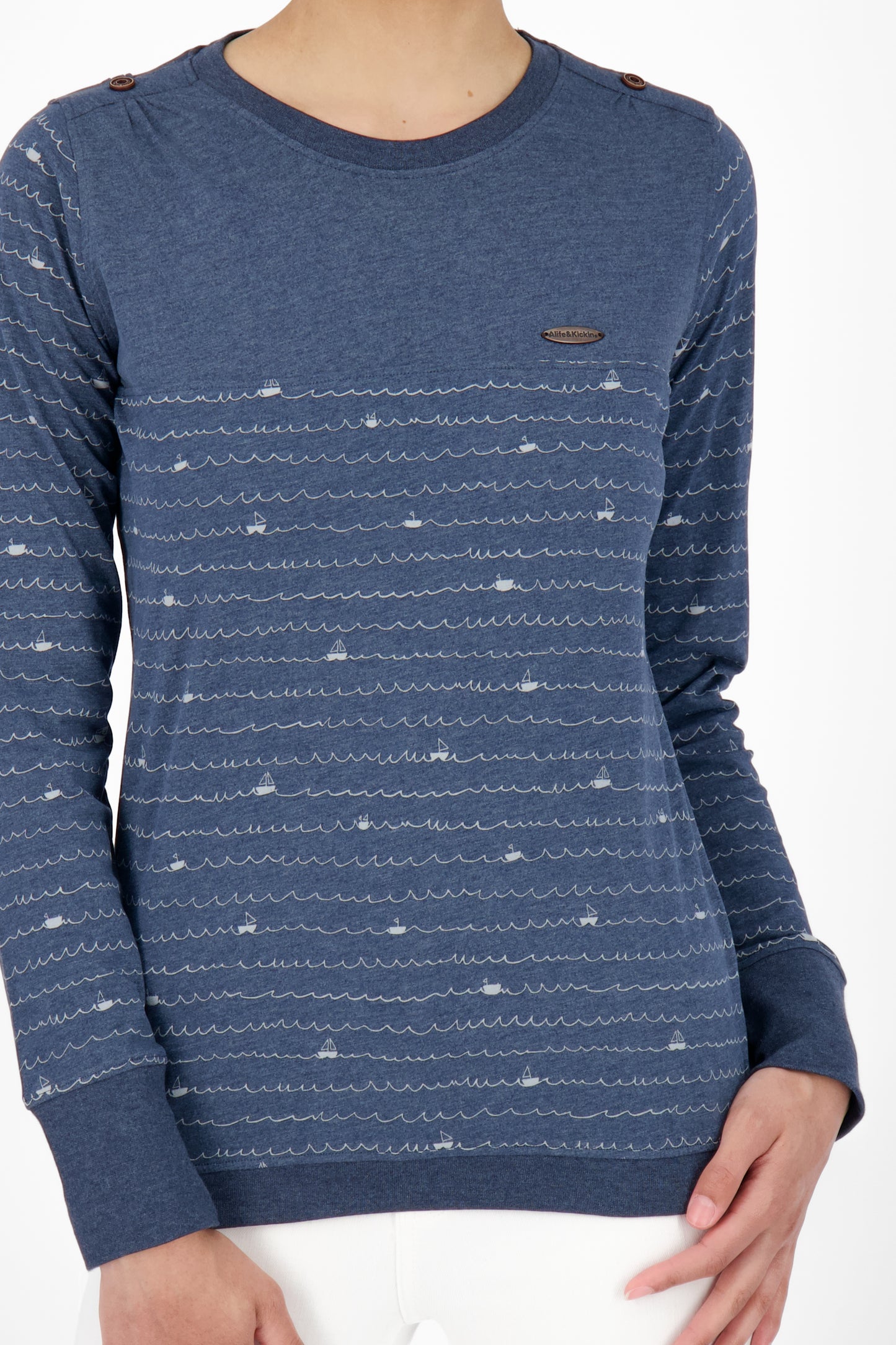 Modisches Damen Longsleeve mit Muster - LeonieAK B Dunkelblau
