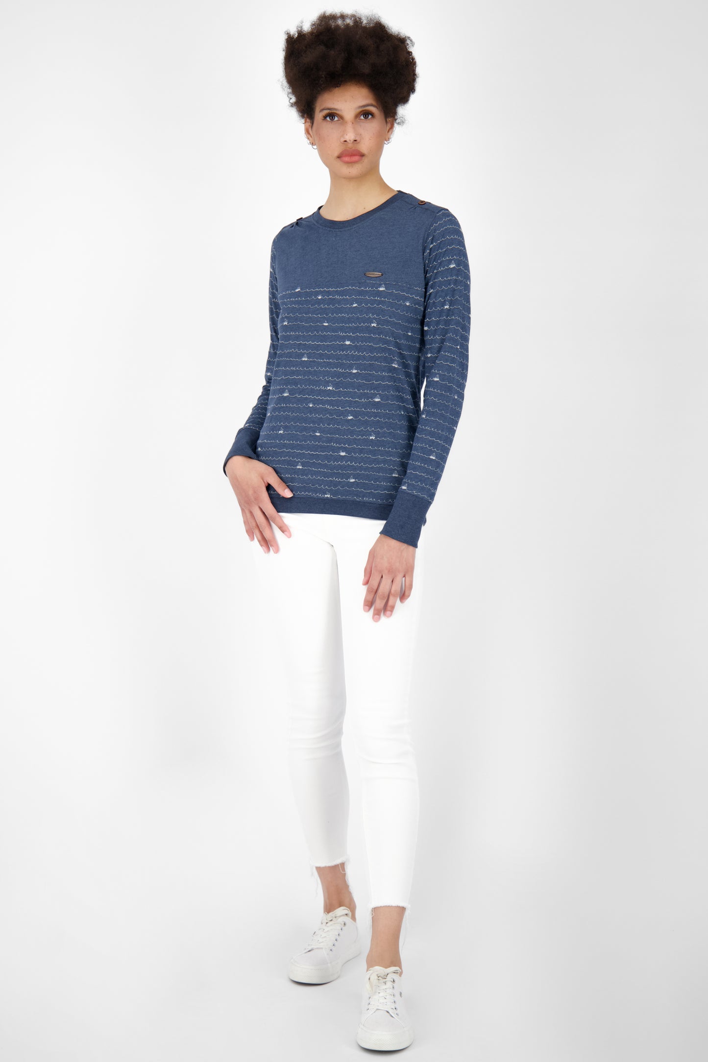 Modisches Damen Longsleeve mit Muster - LeonieAK B Dunkelblau