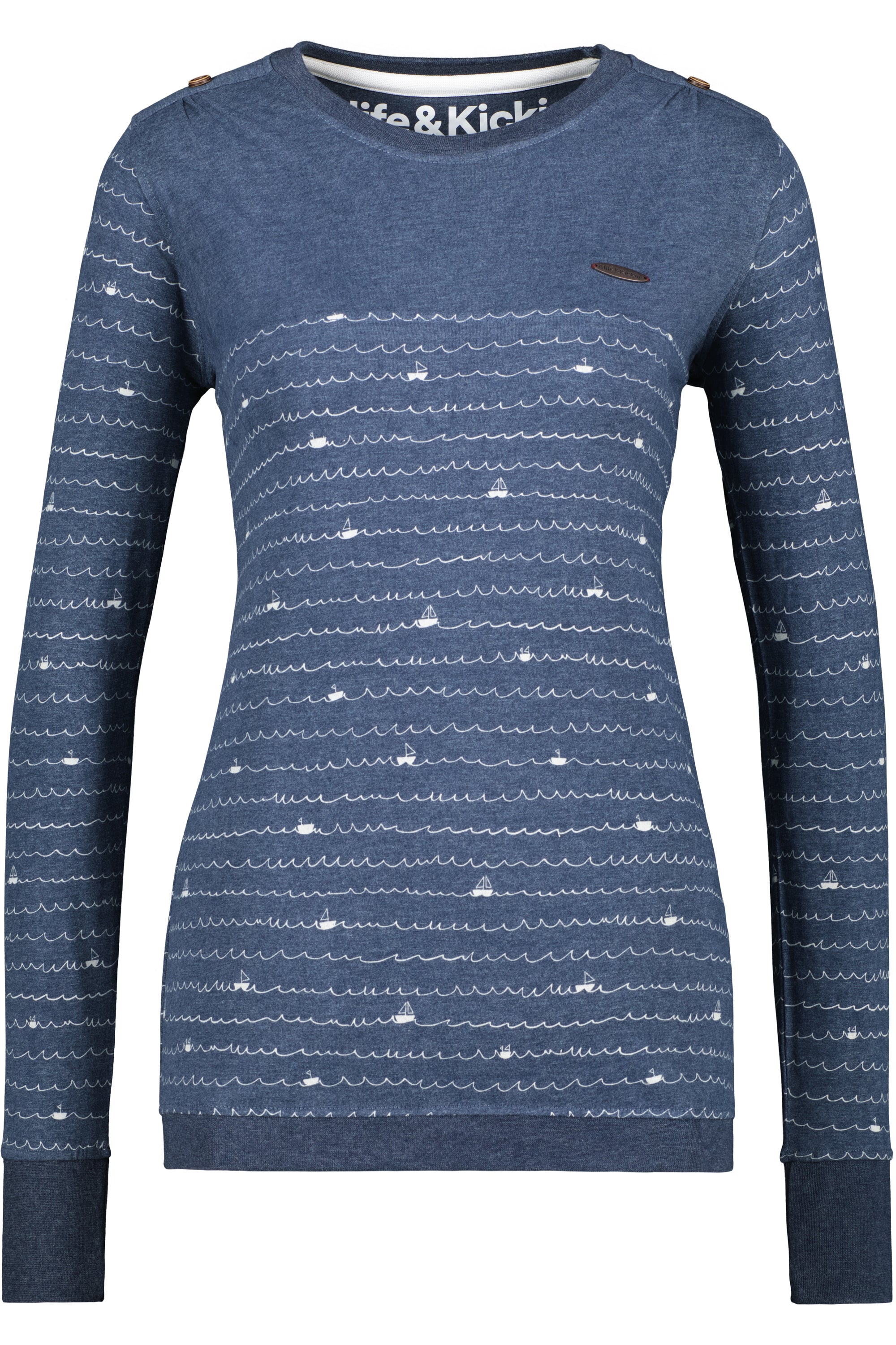 Modisches Damen Longsleeve mit Muster - LeonieAK B Dunkelblau