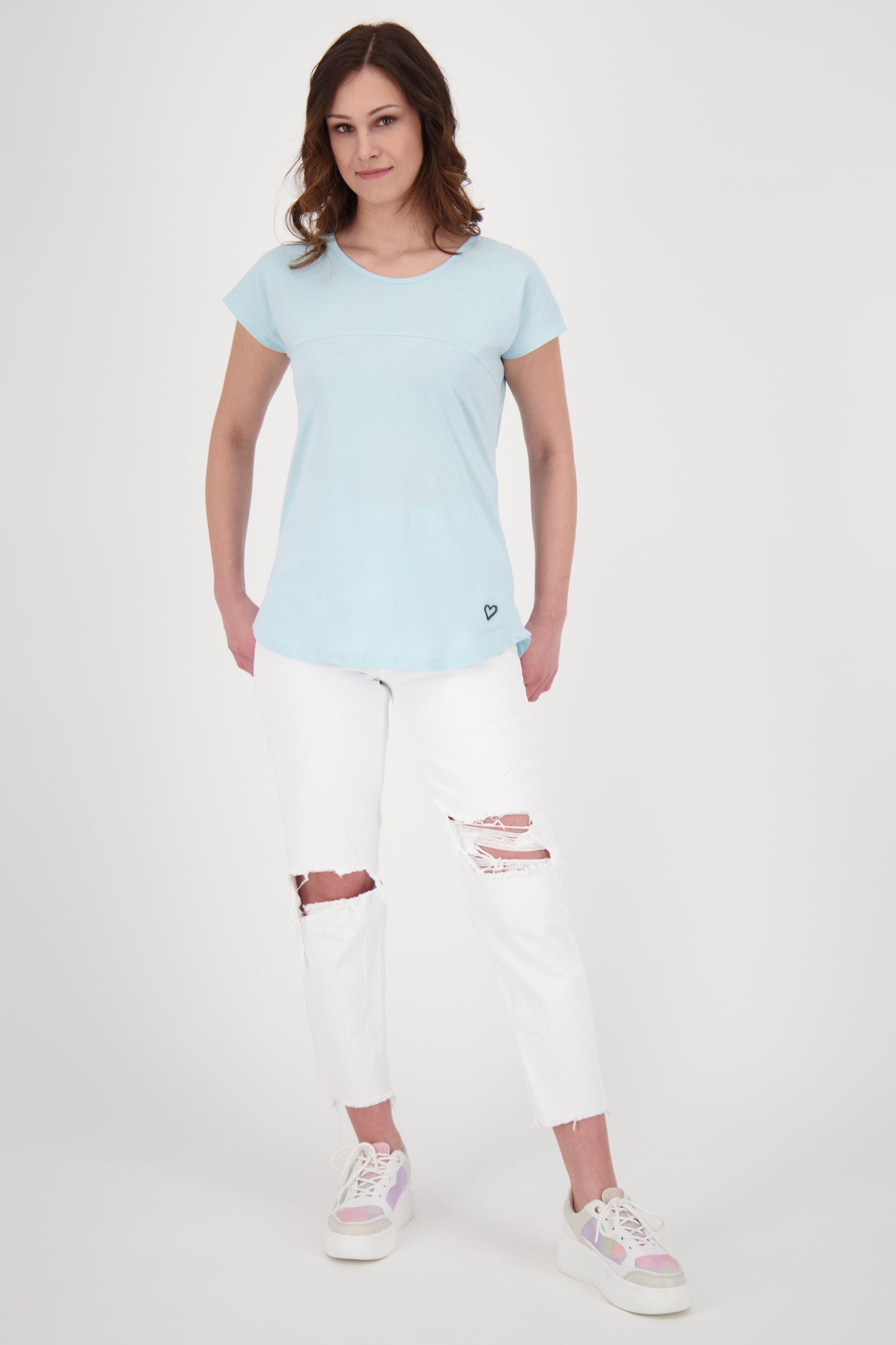 Bequemes Basic-Shirt für jeden Tag - ClarettaAK A Hellblau