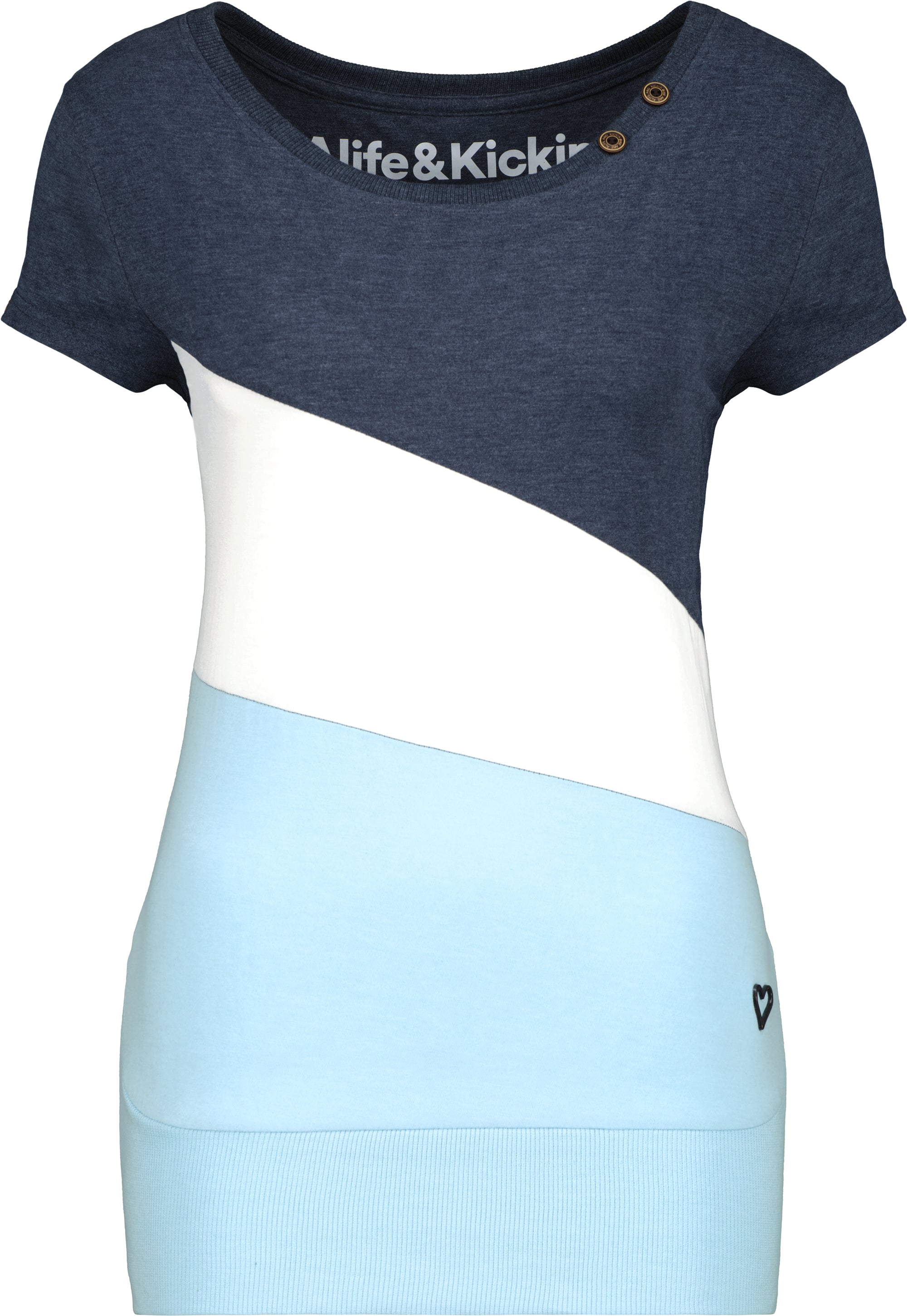 CordelieAK A von Alife and Kickin: Bequemes T-Shirt mit Zierknöpfen Hellblau