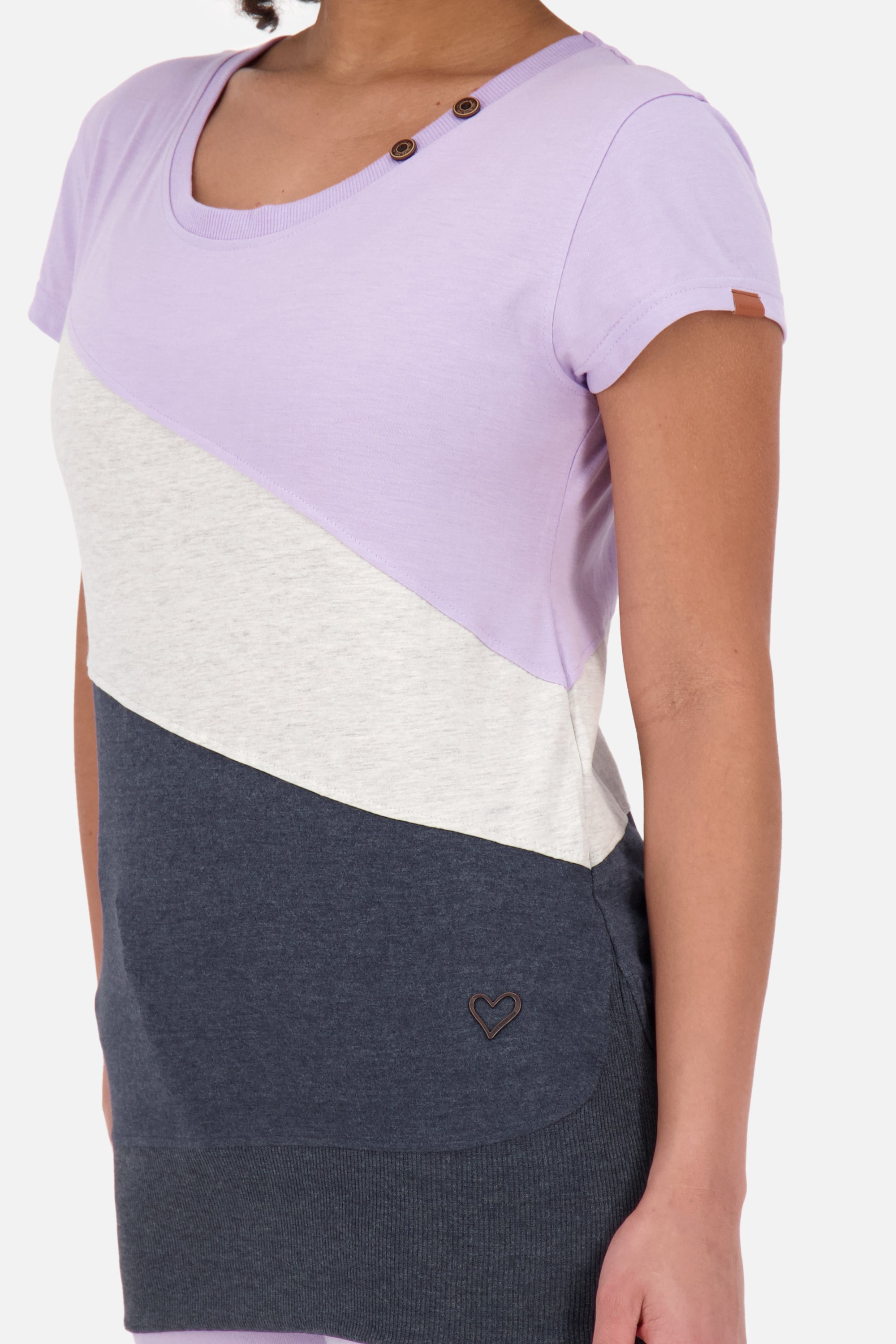 CordelieAK A von Alife and Kickin: Bequemes T-Shirt mit Zierknöpfen Dunkelblau