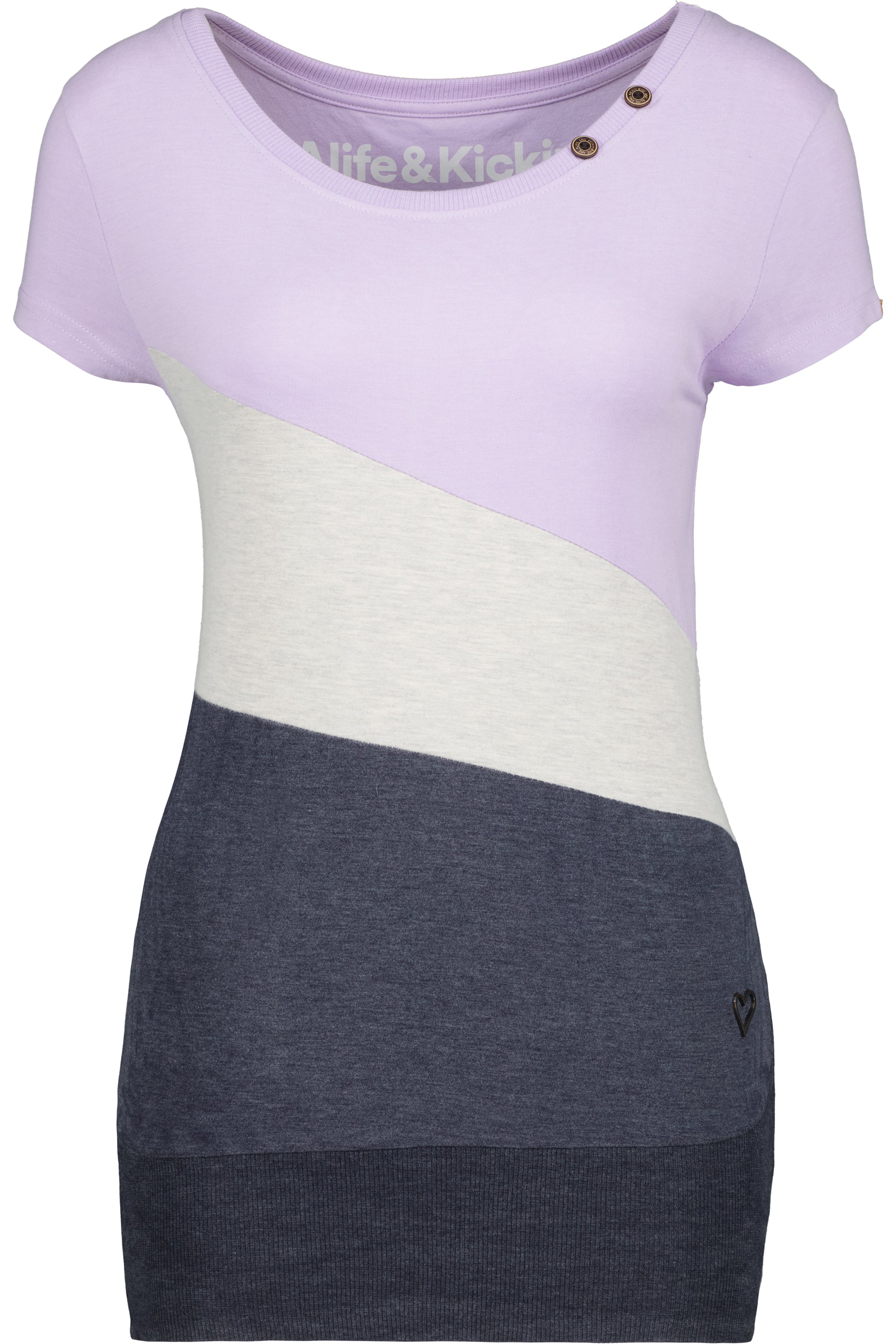 CordelieAK A von Alife and Kickin: Bequemes T-Shirt mit Zierknöpfen Dunkelblau