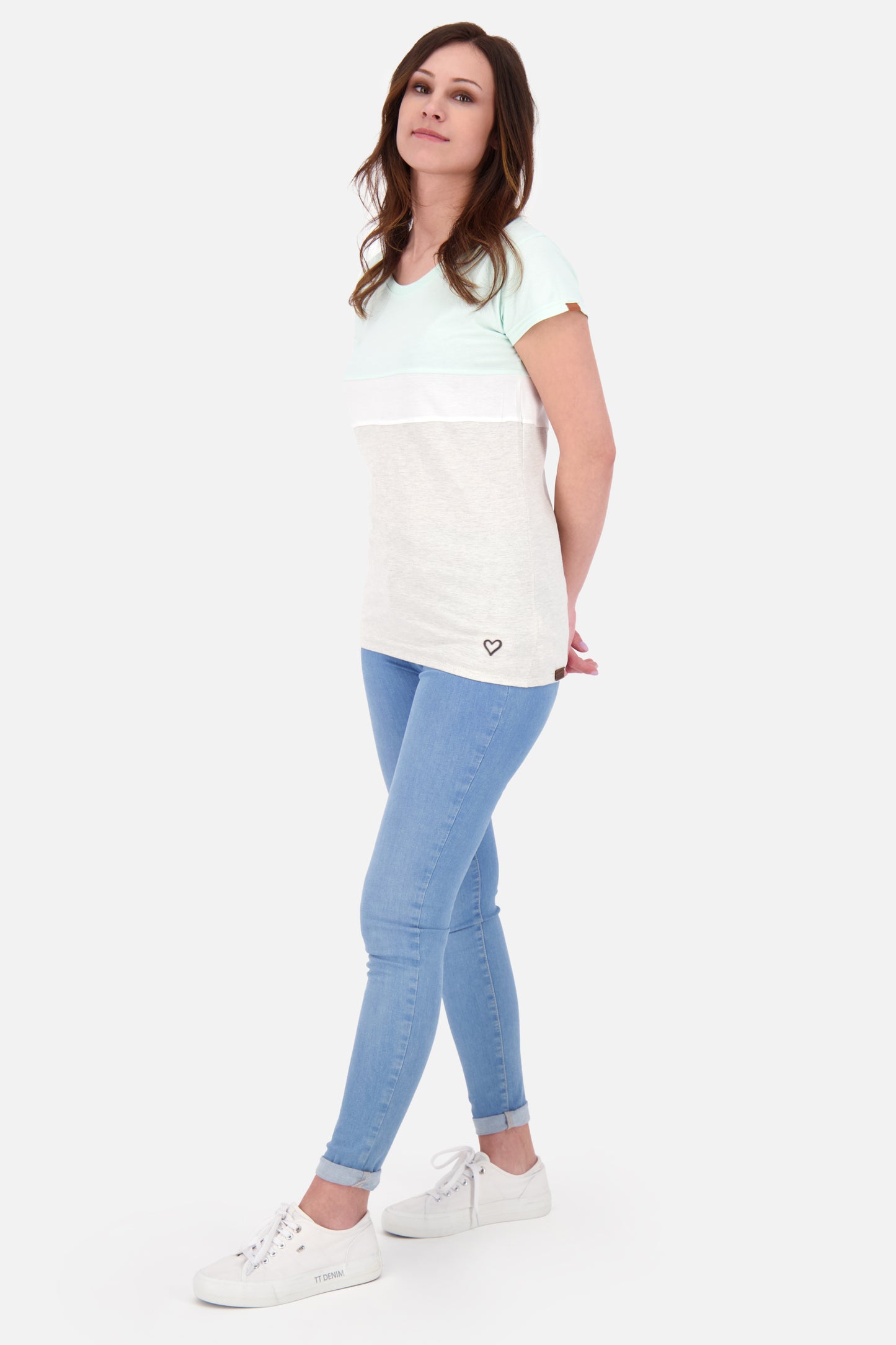 RamiliaAK A T-Shirt Damen mit Bündchen Hellgrün