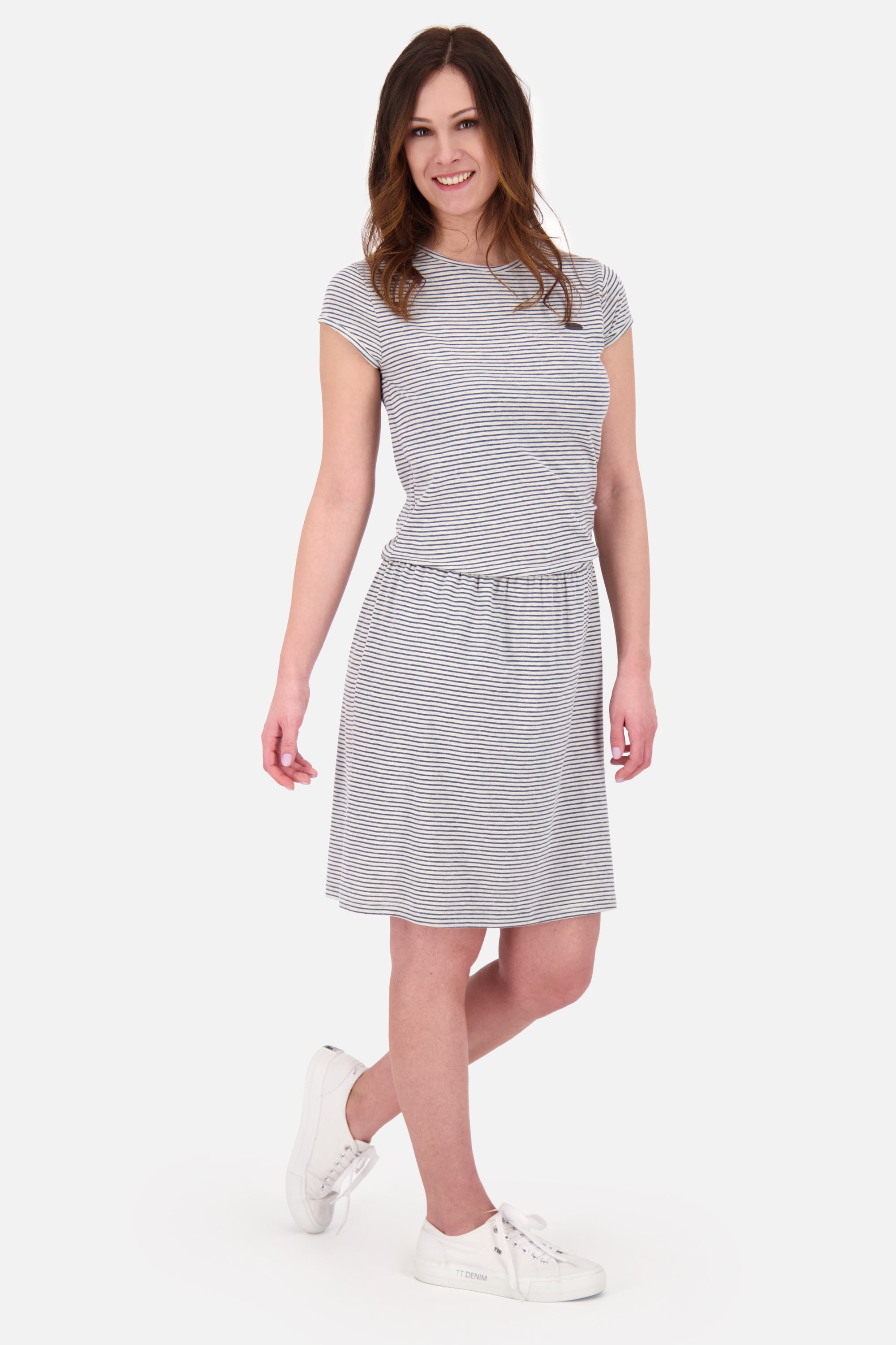 Damenkleid mit maritimen Streifen - ShannaAK Z von Alife and Kickin Grau