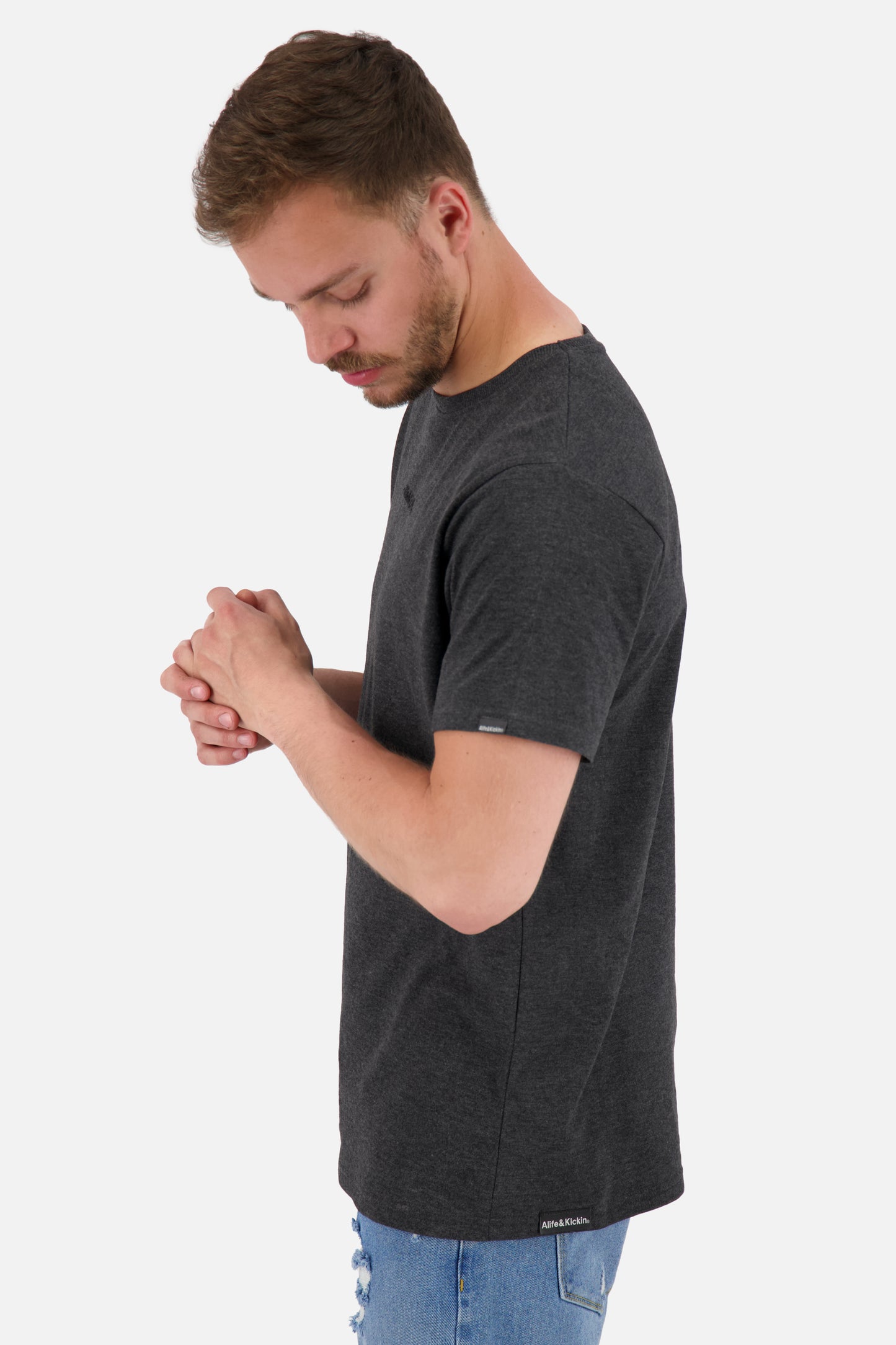 Alife and Kickin T-Shirt Herren: AlfieAK E mit markanter Logostickerei Schwarz
