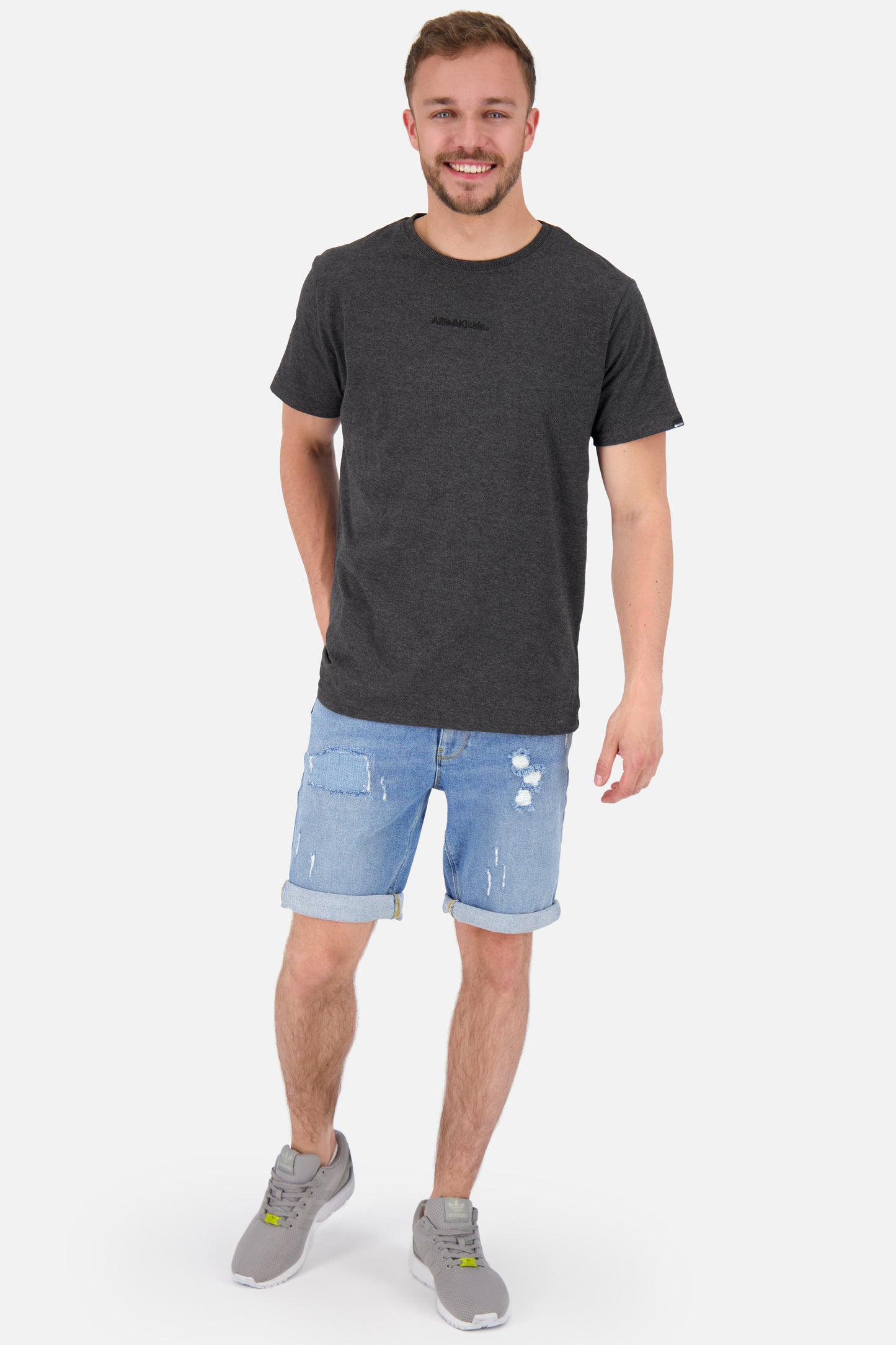 Alife and Kickin T-Shirt Herren: AlfieAK E mit markanter Logostickerei Schwarz