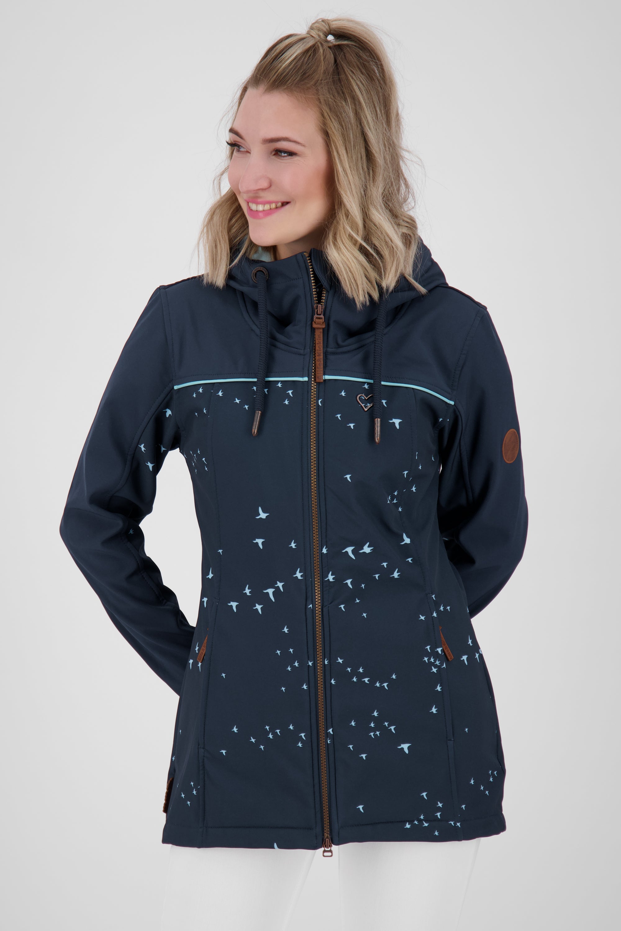 LoreneAK B Winterjacke Damen mit Muster Dunkelblau