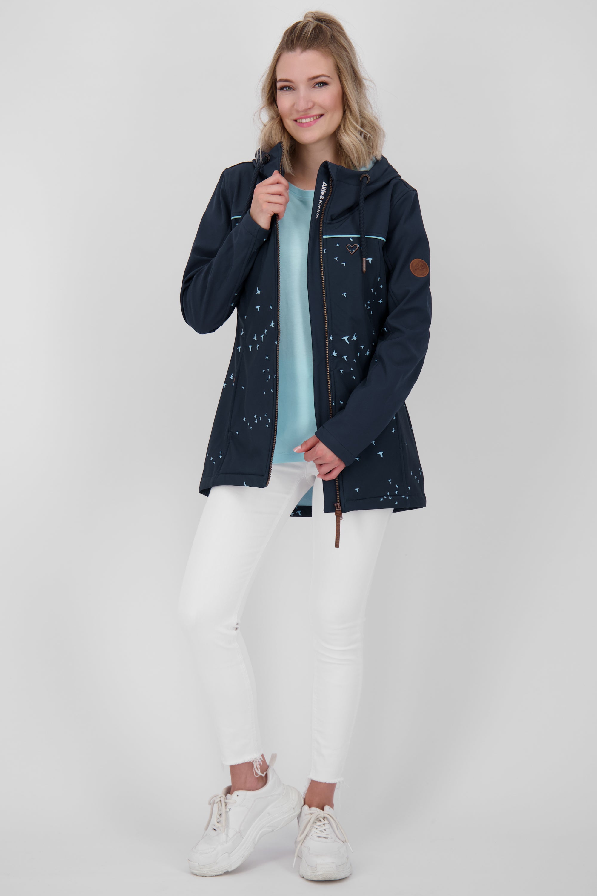 LoreneAK B Winterjacke Damen mit Muster Dunkelblau
