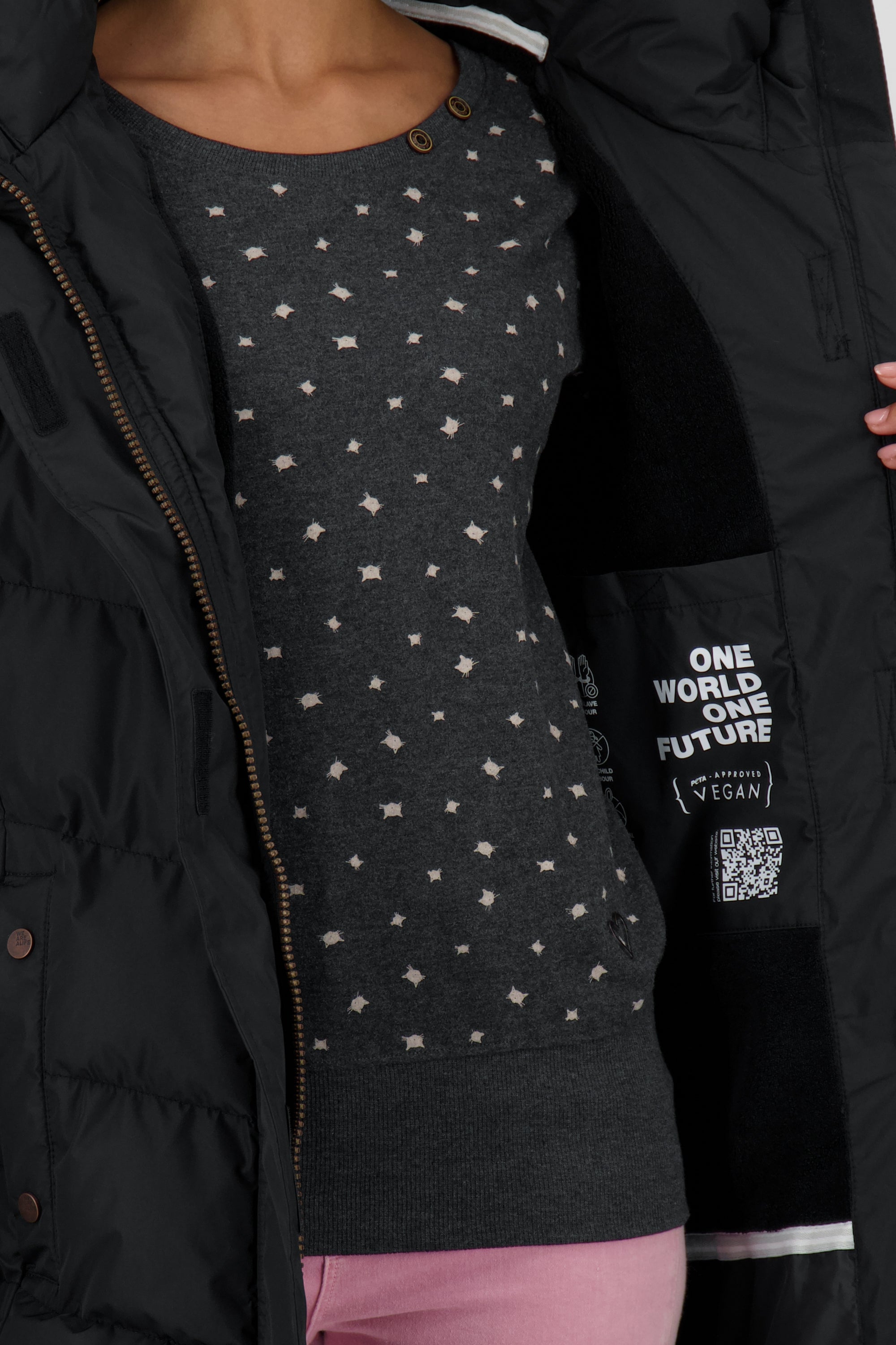 JuaAK A Winterjacke Damen Schwarz