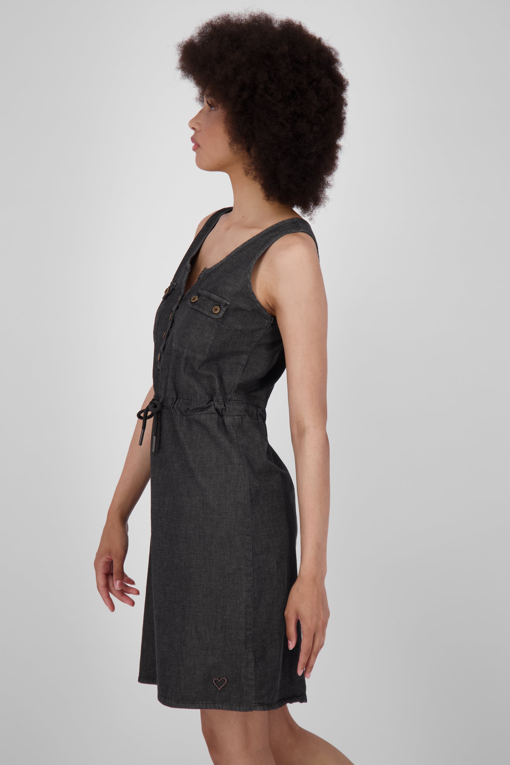 Lässiges Denim-Trägerkleid DorisAK DNM von Alife and Kickin für Damen Schwarz