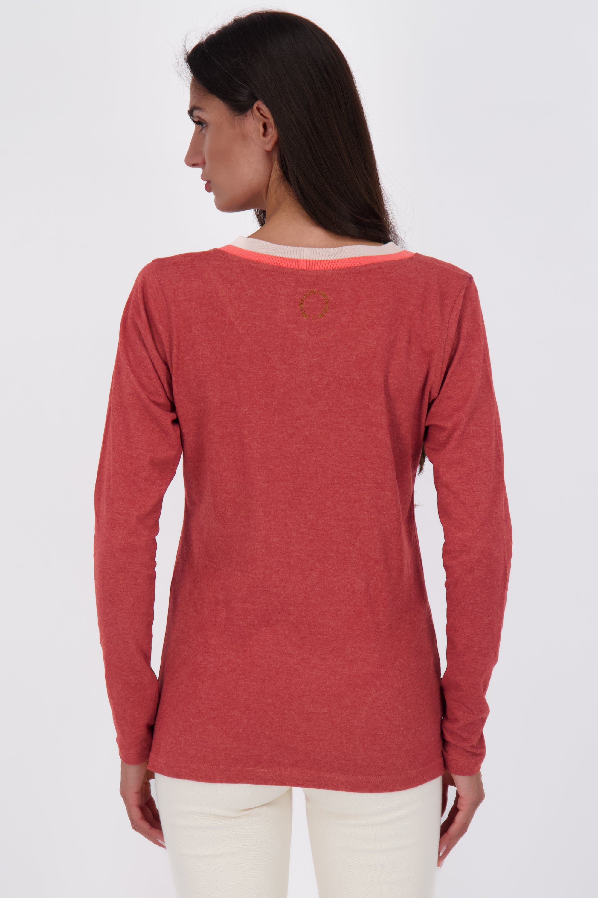 IziaAK A Langarmshirt Damen mit Streifen Dunkelrot