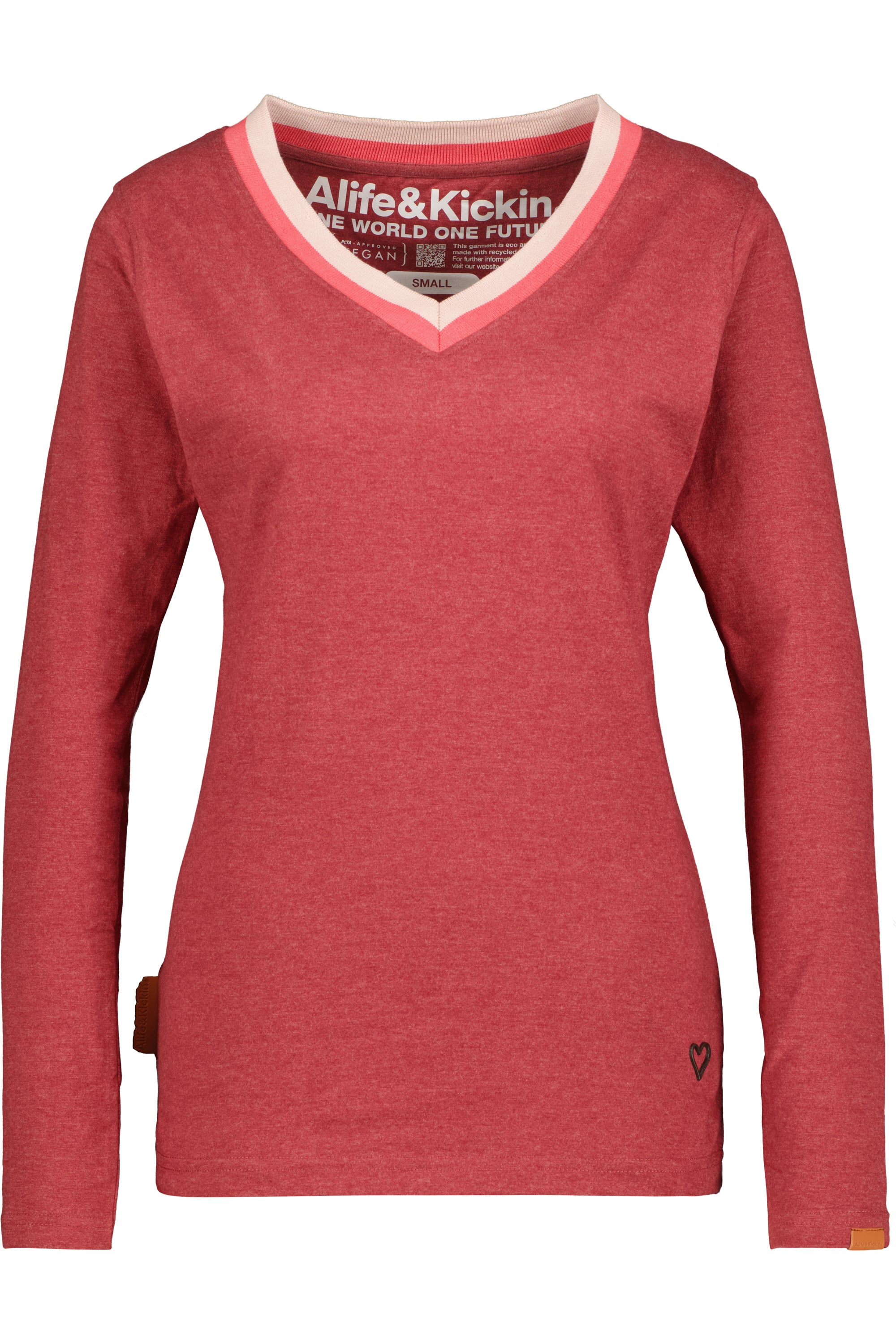 IziaAK A Langarmshirt Damen mit Streifen Dunkelrot