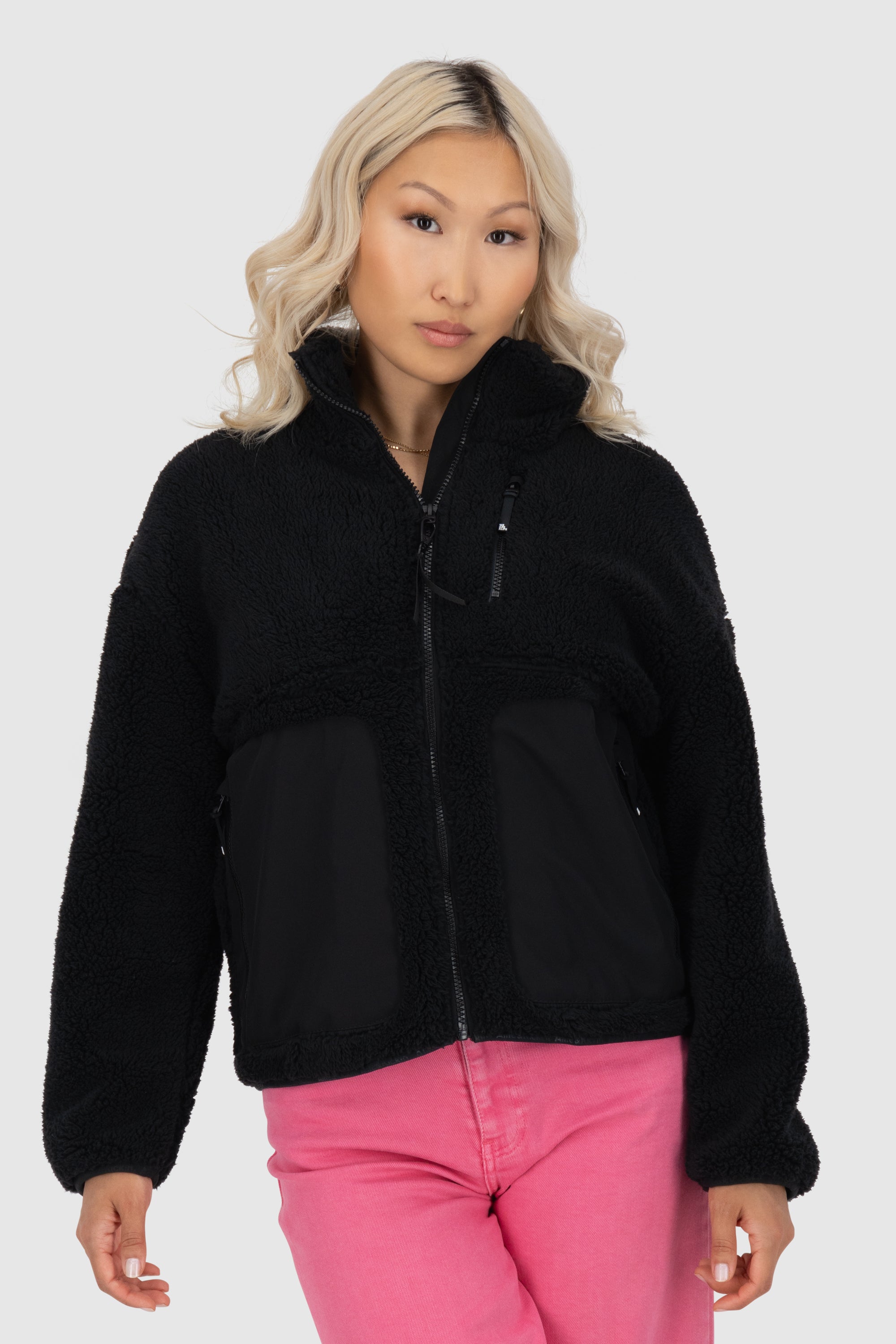 Black hooded teddy jacket online