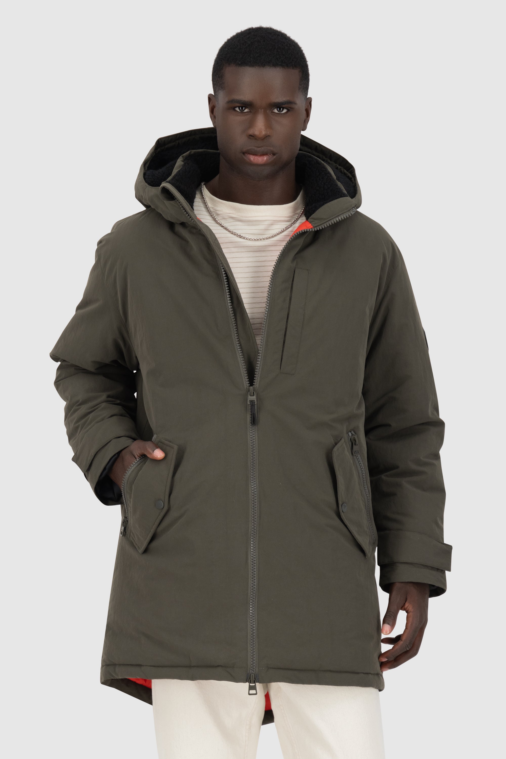 Winterparka Coole Herren Parka Winterjacke Herren Kapuze Fell