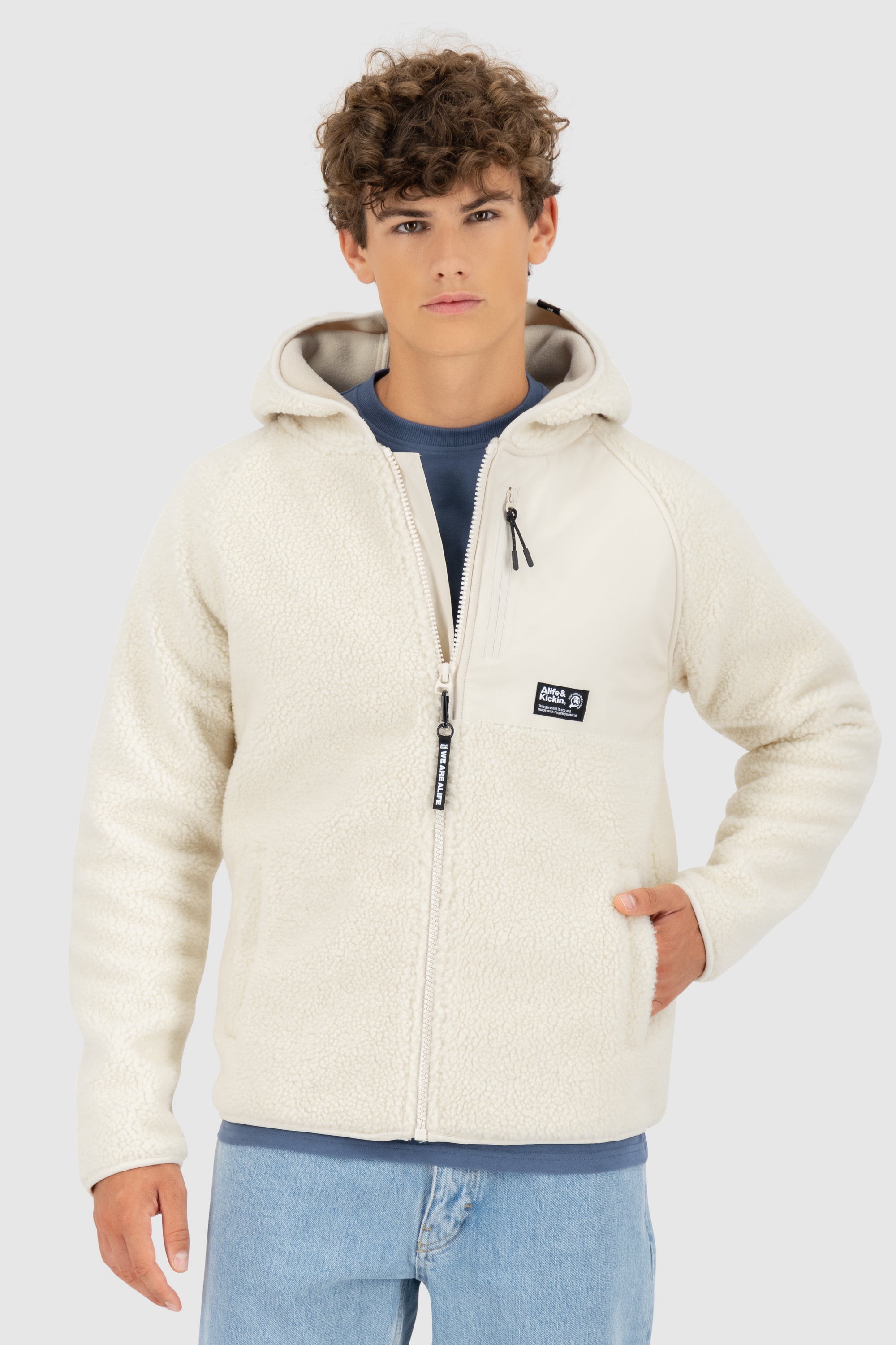 HaraldAK G Teddy Hooded Sweat Jacket Beige