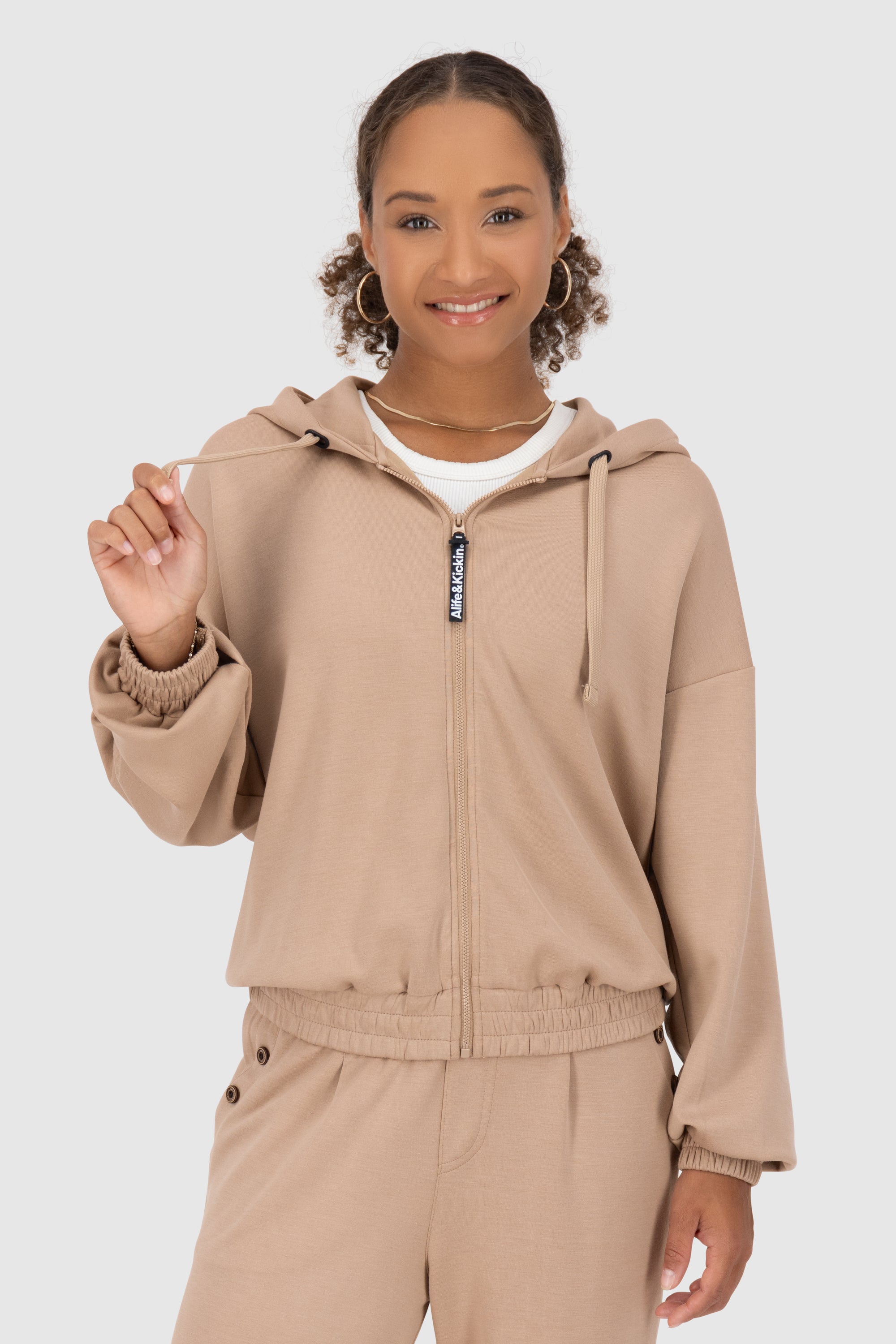 JanneAK T Supersoft Hooded Sweat Jacket Beige