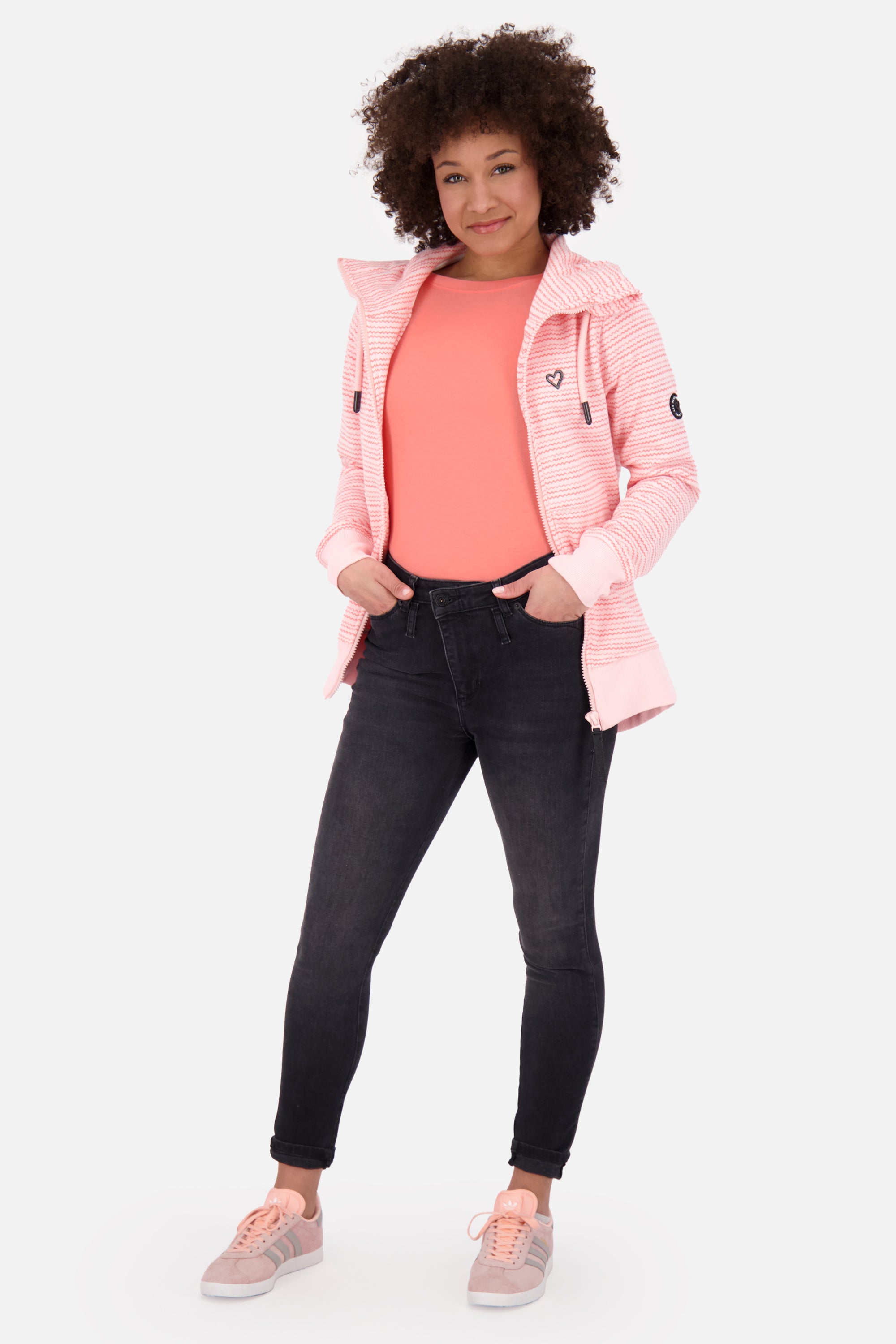 YasminAK B Sweatjacke Damen mit Muster Rosa