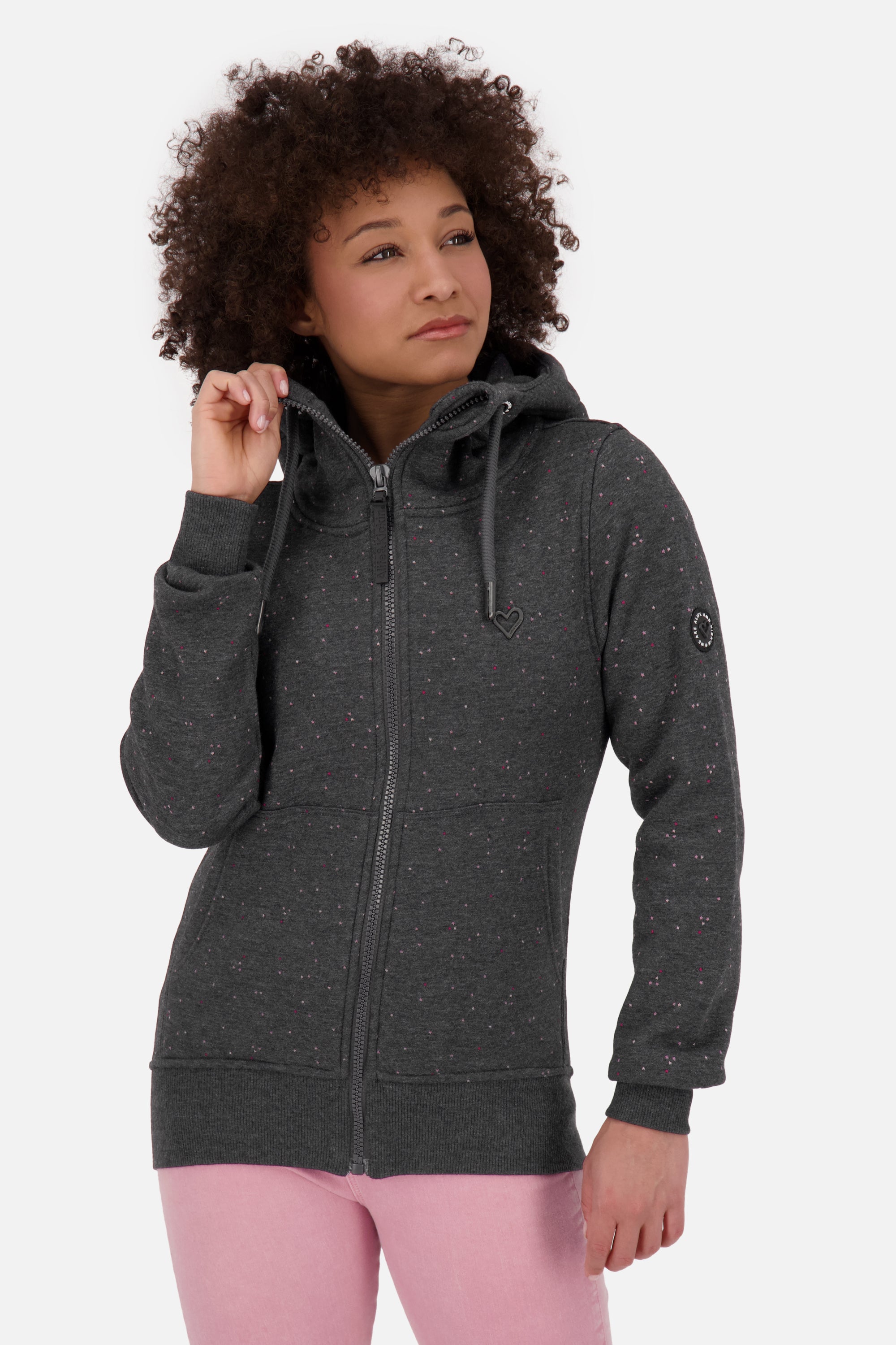 YasminAK B Sweatjacke Damen mit Muster Schwarz