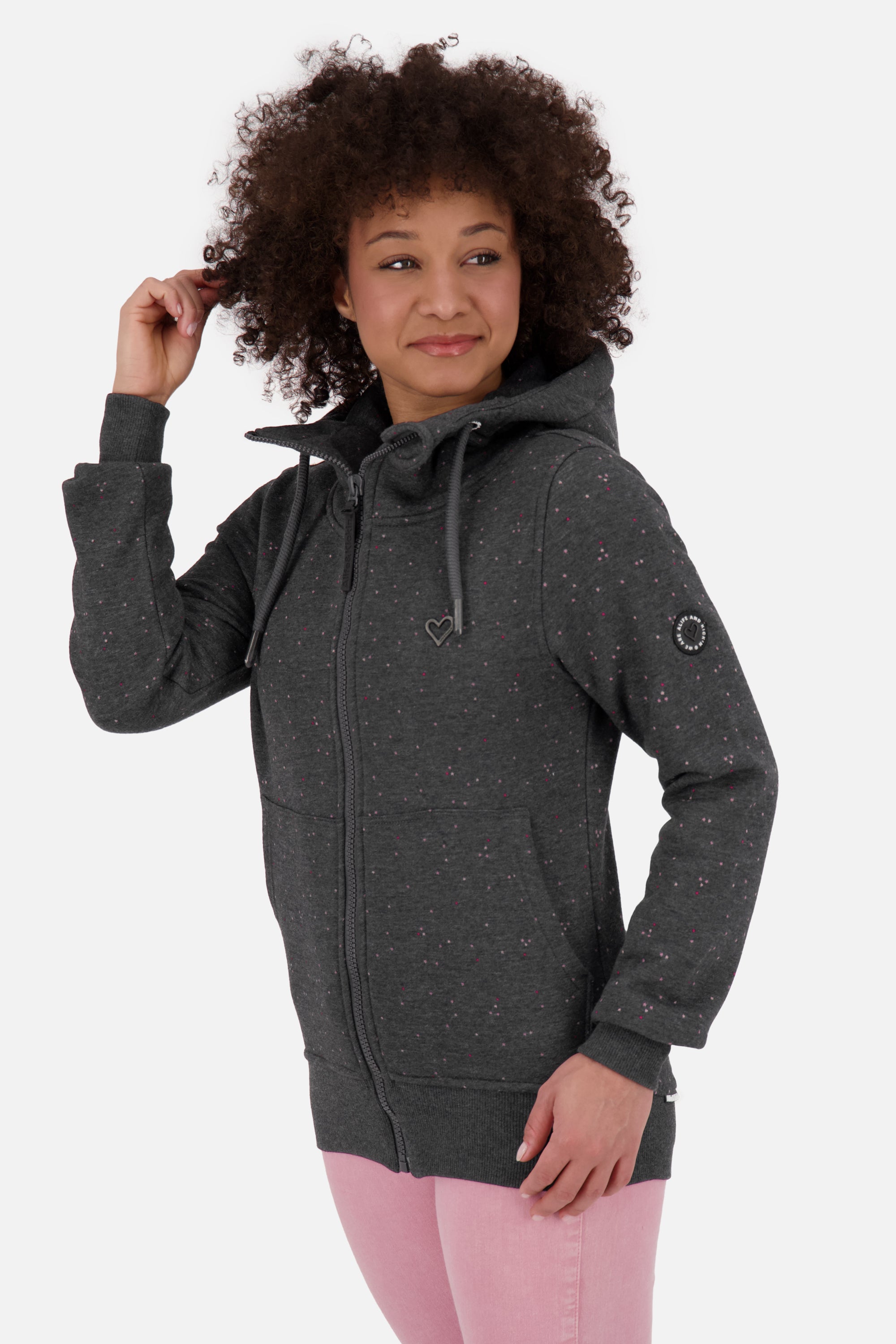 YasminAK B Sweatjacke Damen mit Muster Schwarz