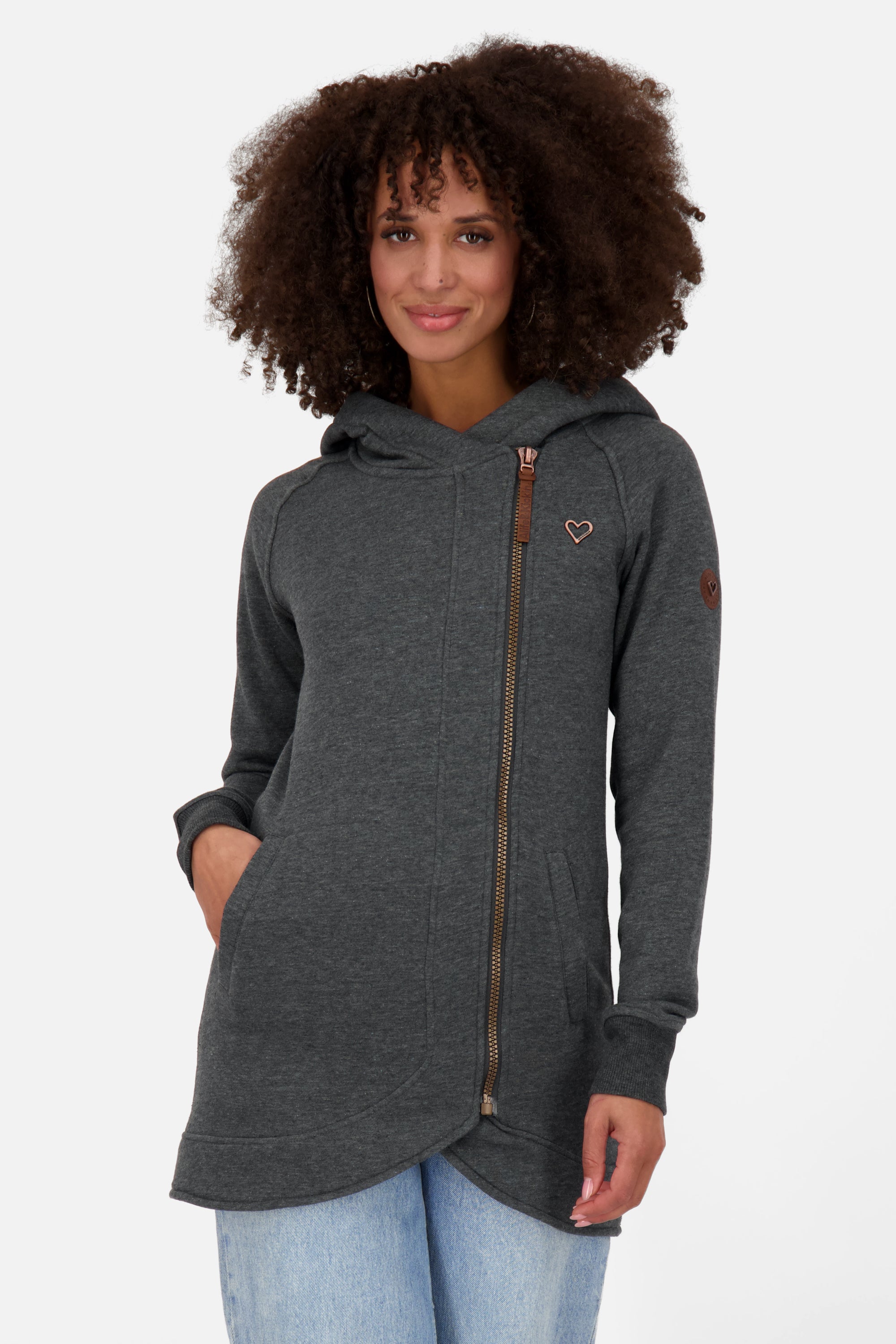 Komfortable Damen-Sweatjacke mit Kapuze MaryAK A Schwarz