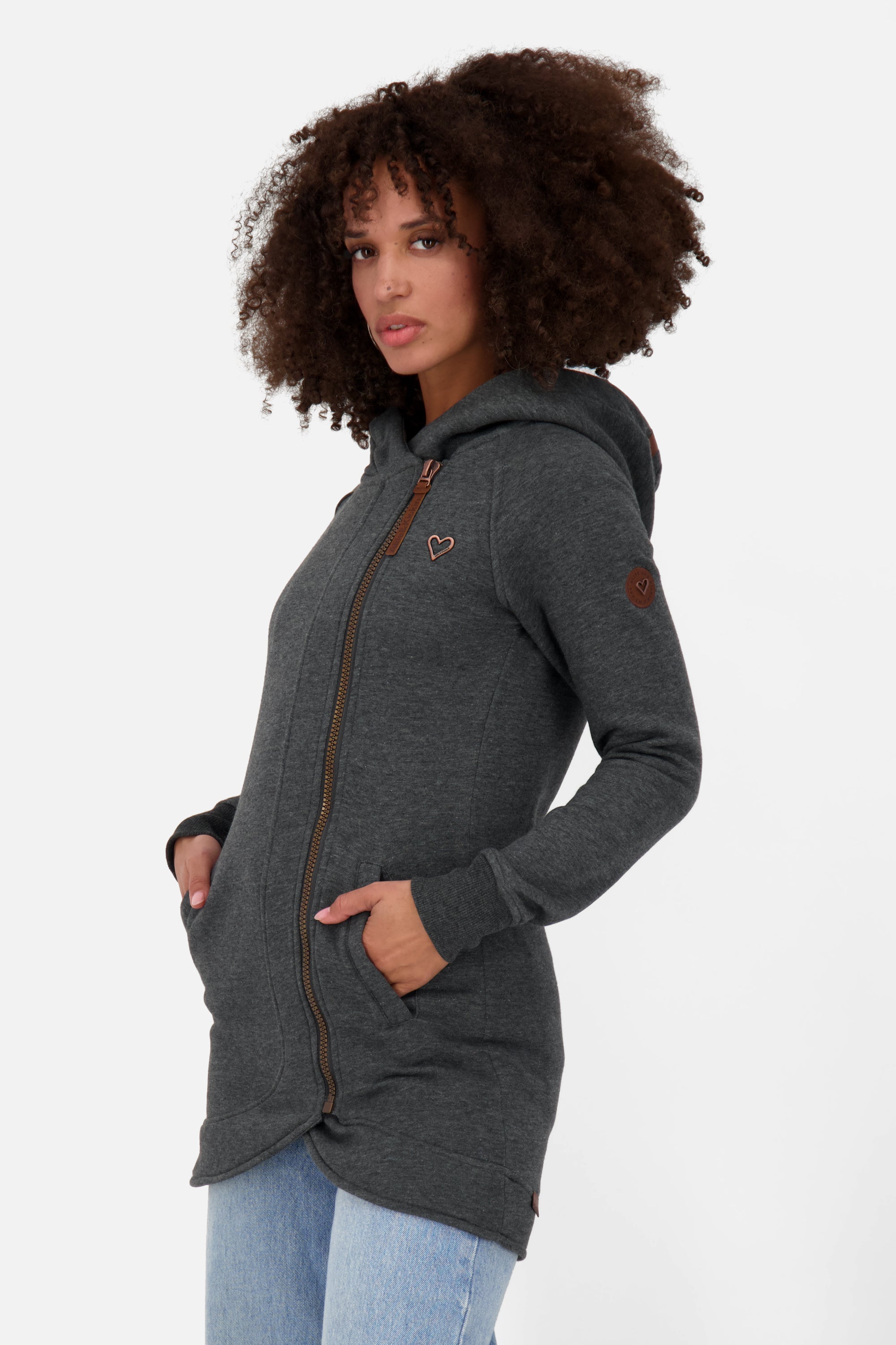 Komfortable Damen-Sweatjacke mit Kapuze MaryAK A Schwarz