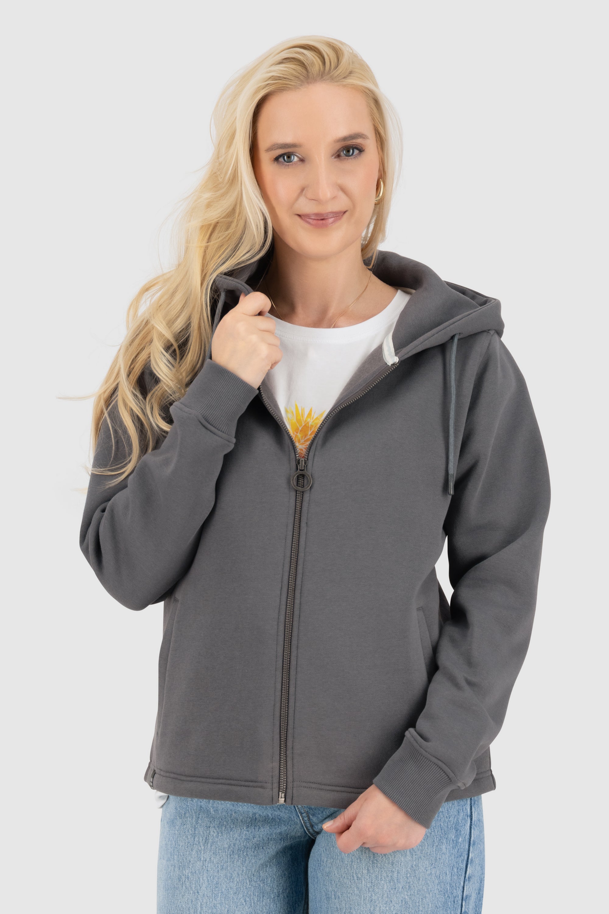 FredaAK A Hooded Sweat Jacket Grau