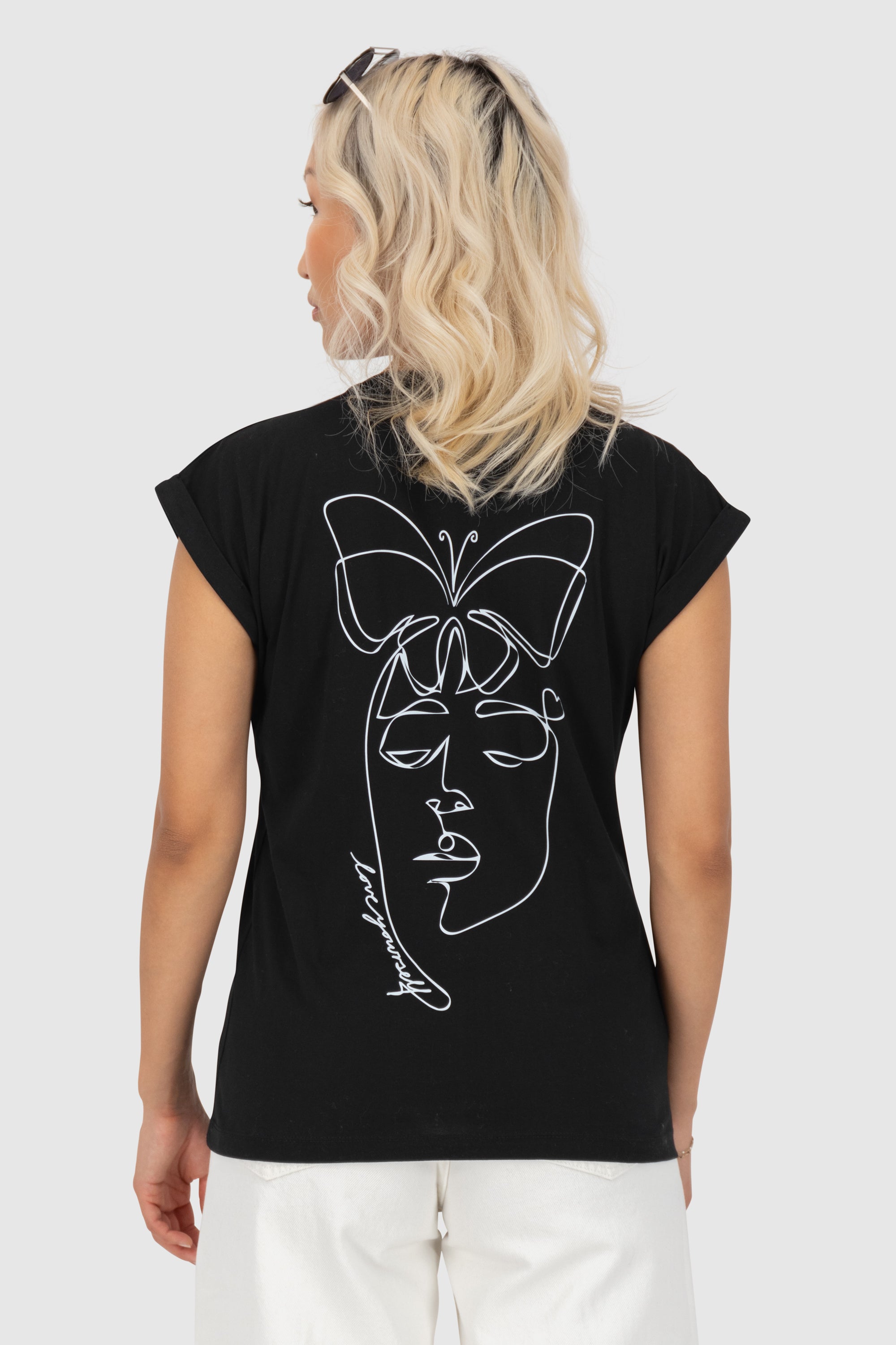 DineAK Shirt Butterfly Face Schwarz