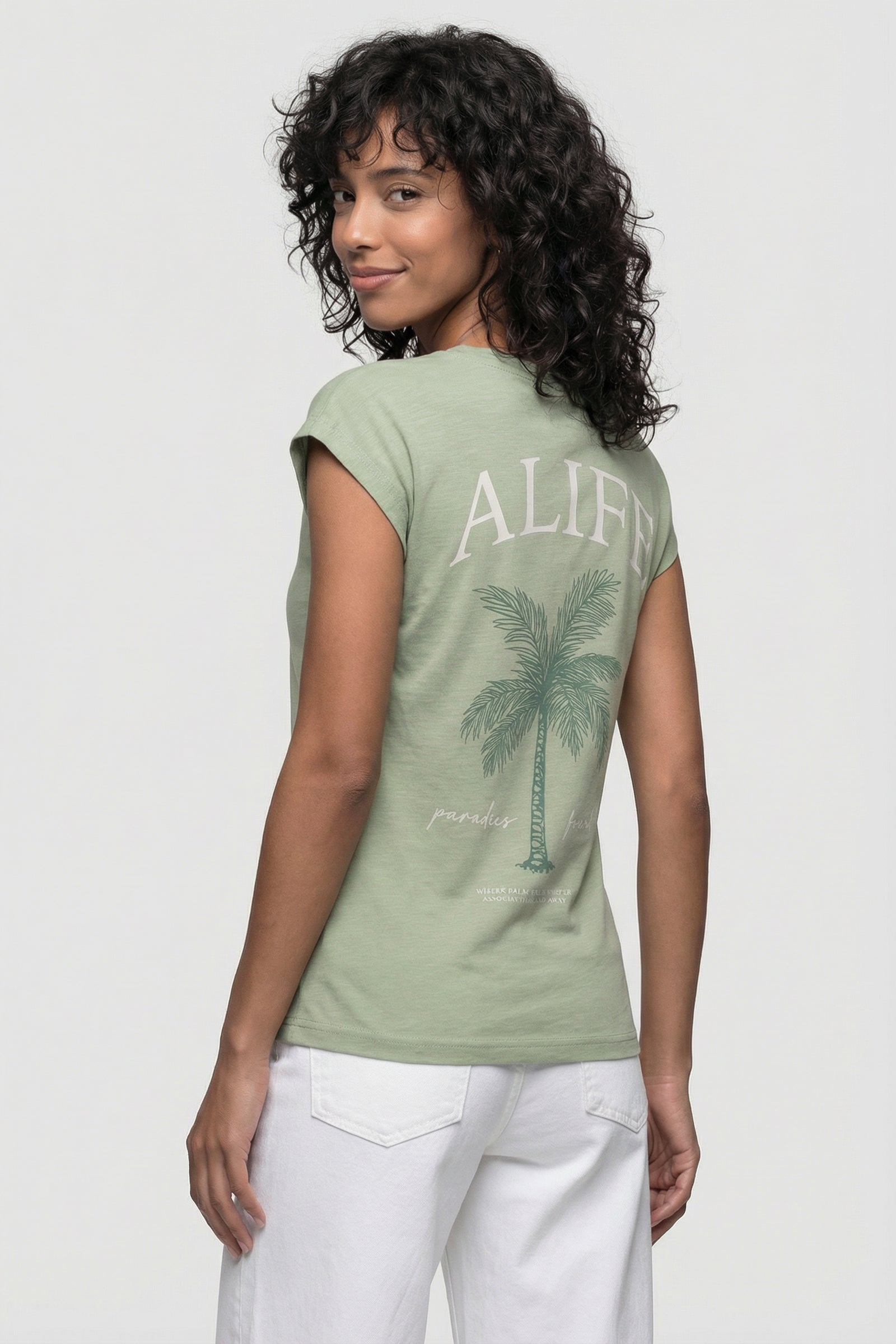 SigridAK P Shirt Alife Palm Tree Hellgrün
