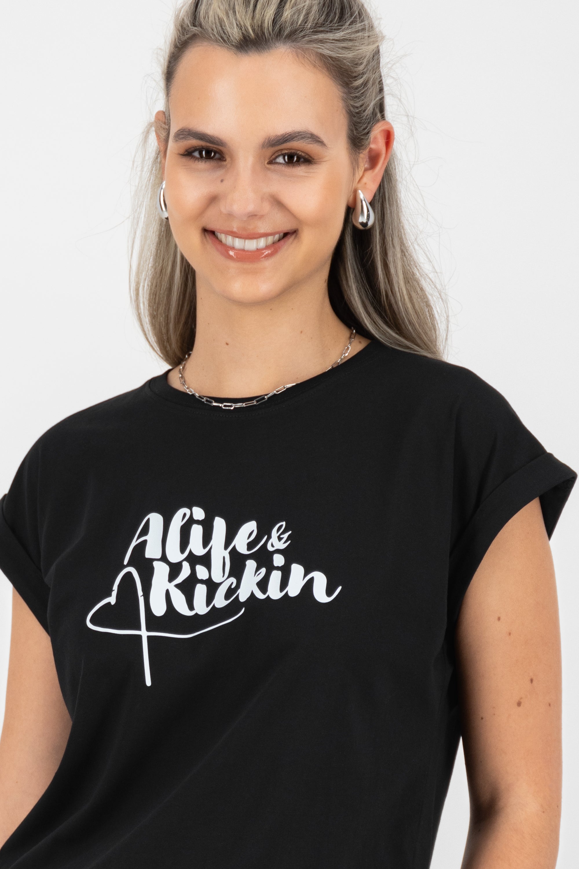 EnidAK P Shirt ak heart lettering Schwarz