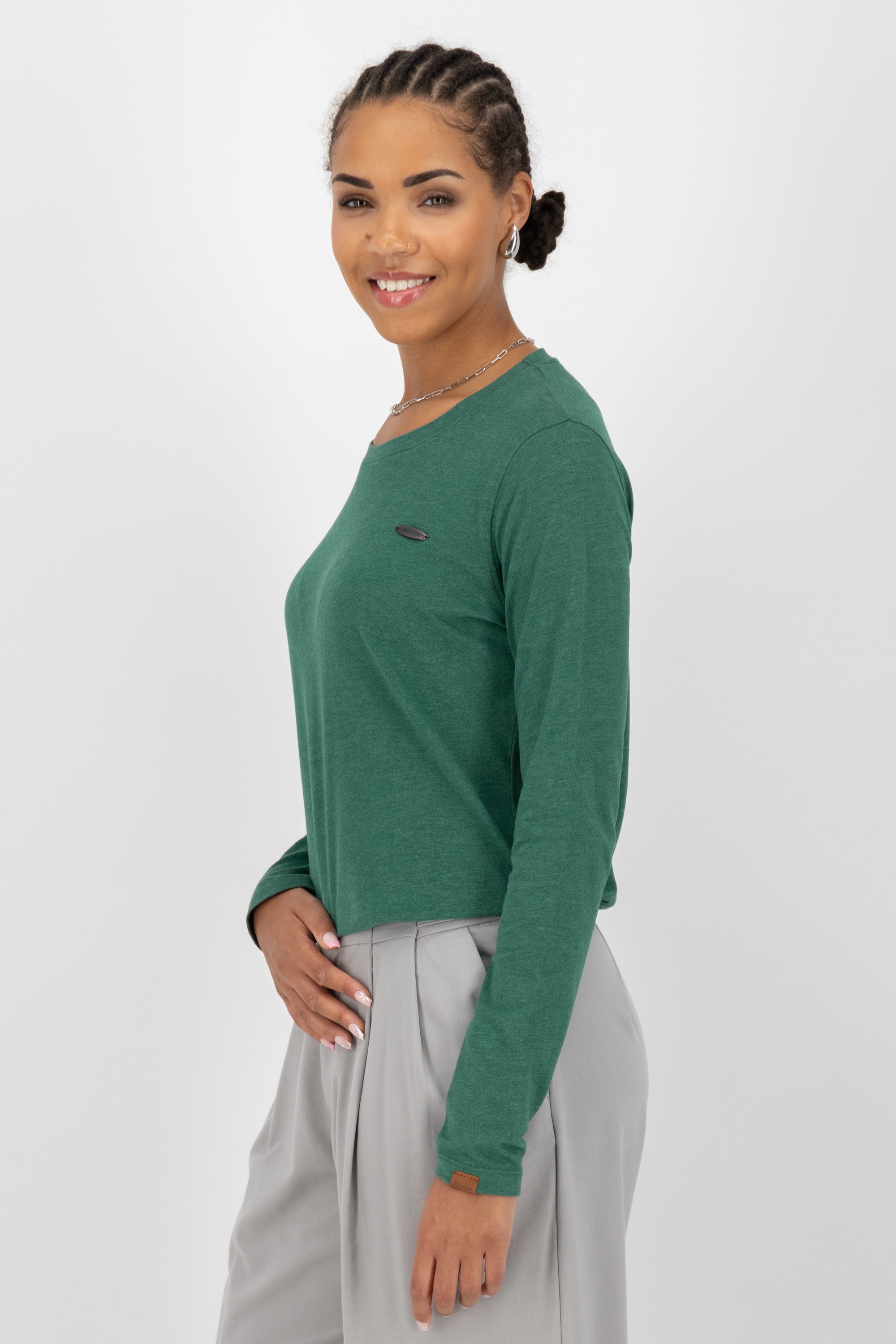 Sportlich feminin - Damen Longsleeve LeaAK A Dunkelgrün