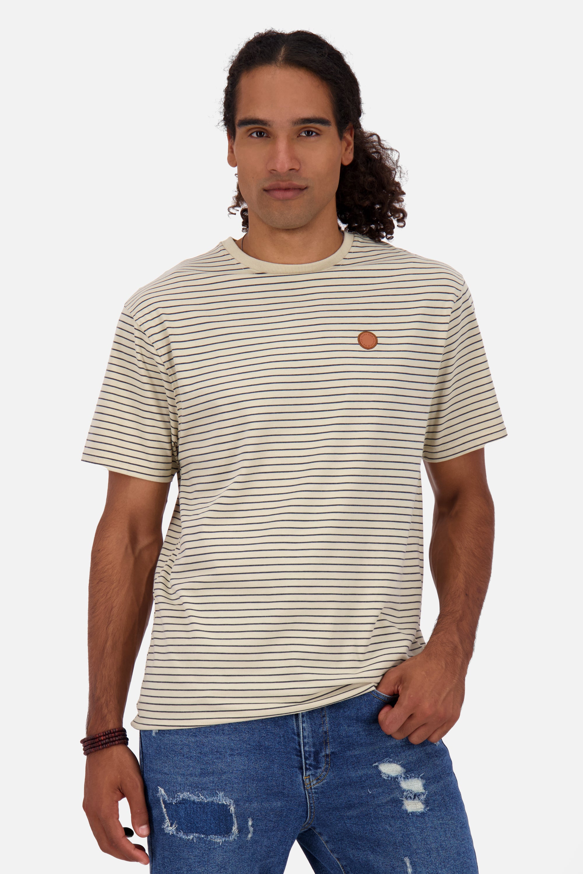 T-Shirt Herren NicAK Z mit Streifenmuster Beige