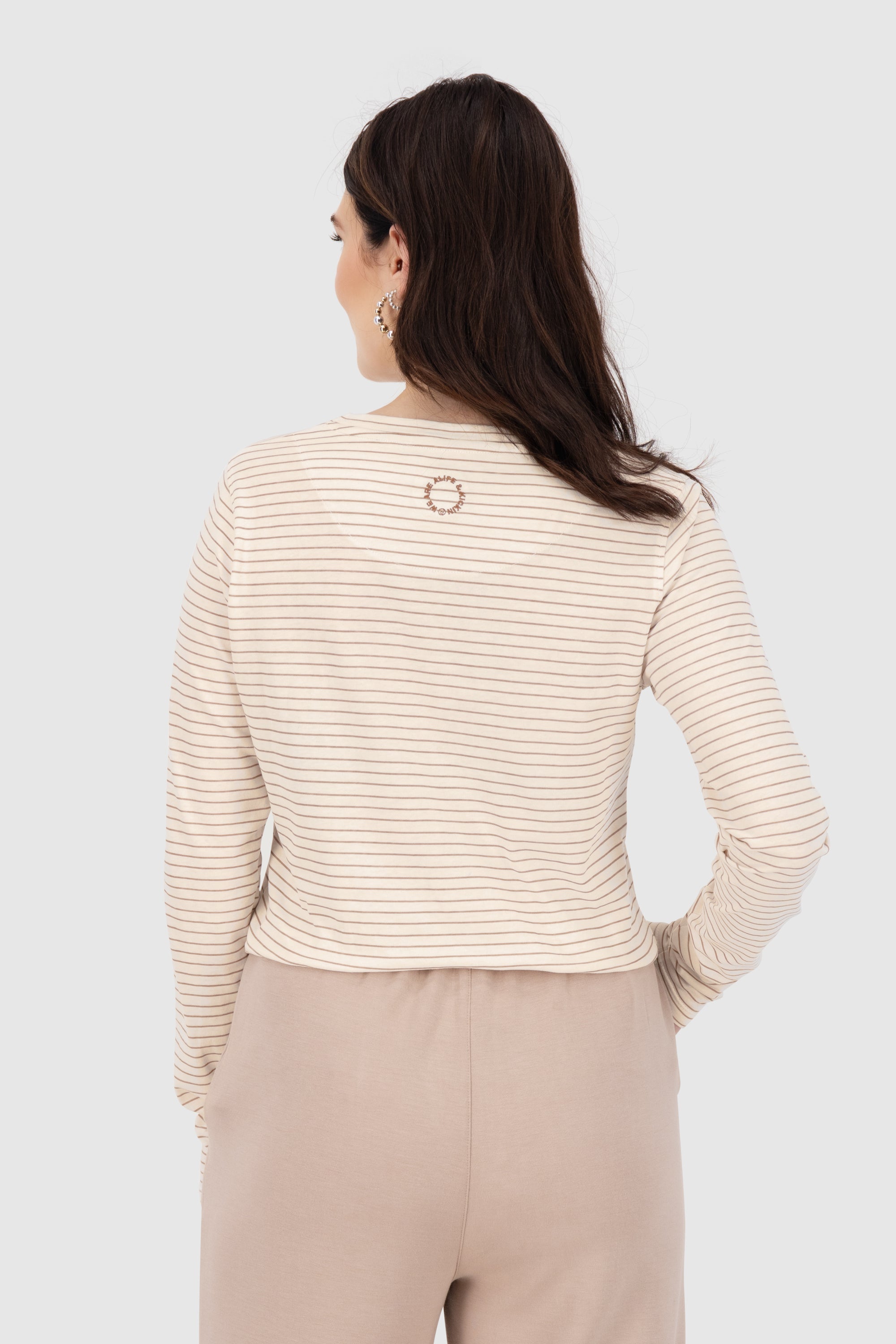 LeaAK Z Longsleeve - Streifen-Look für modebewusste Frauen Beige