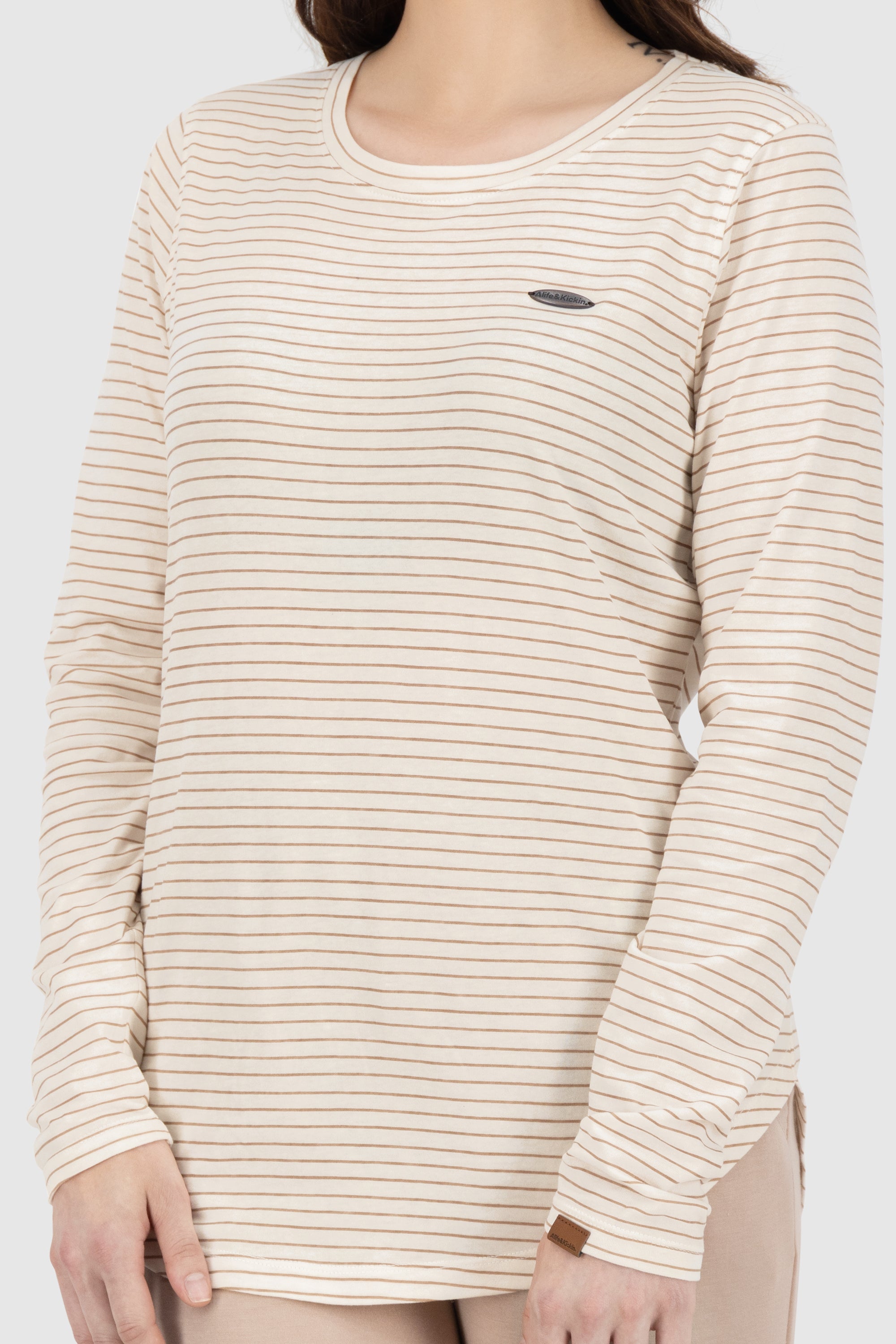 LeaAK Z Longsleeve - Streifen-Look für modebewusste Frauen Beige