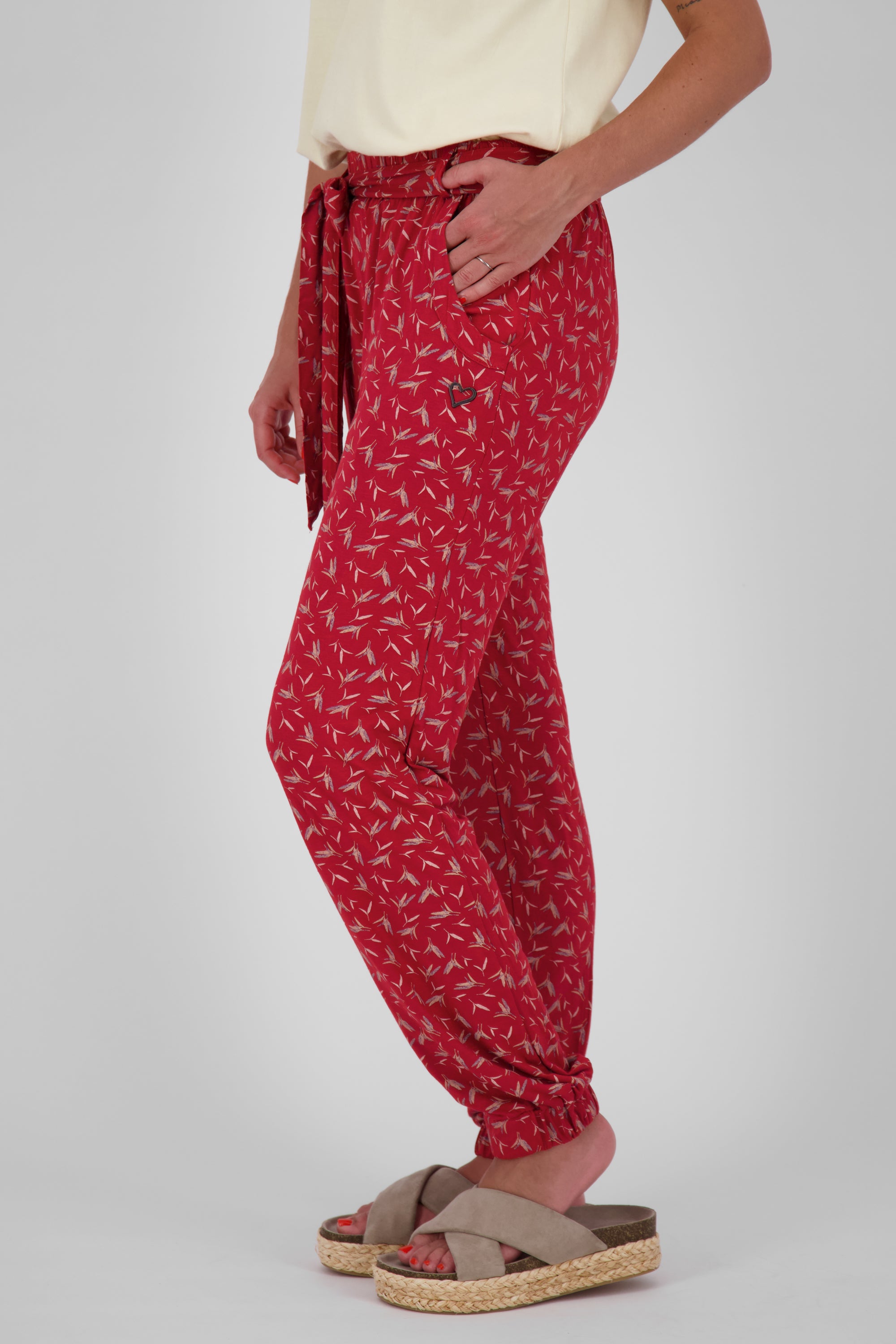 Damen Stoffhose mit Alloverprint - AliceAK B Dunkelrot