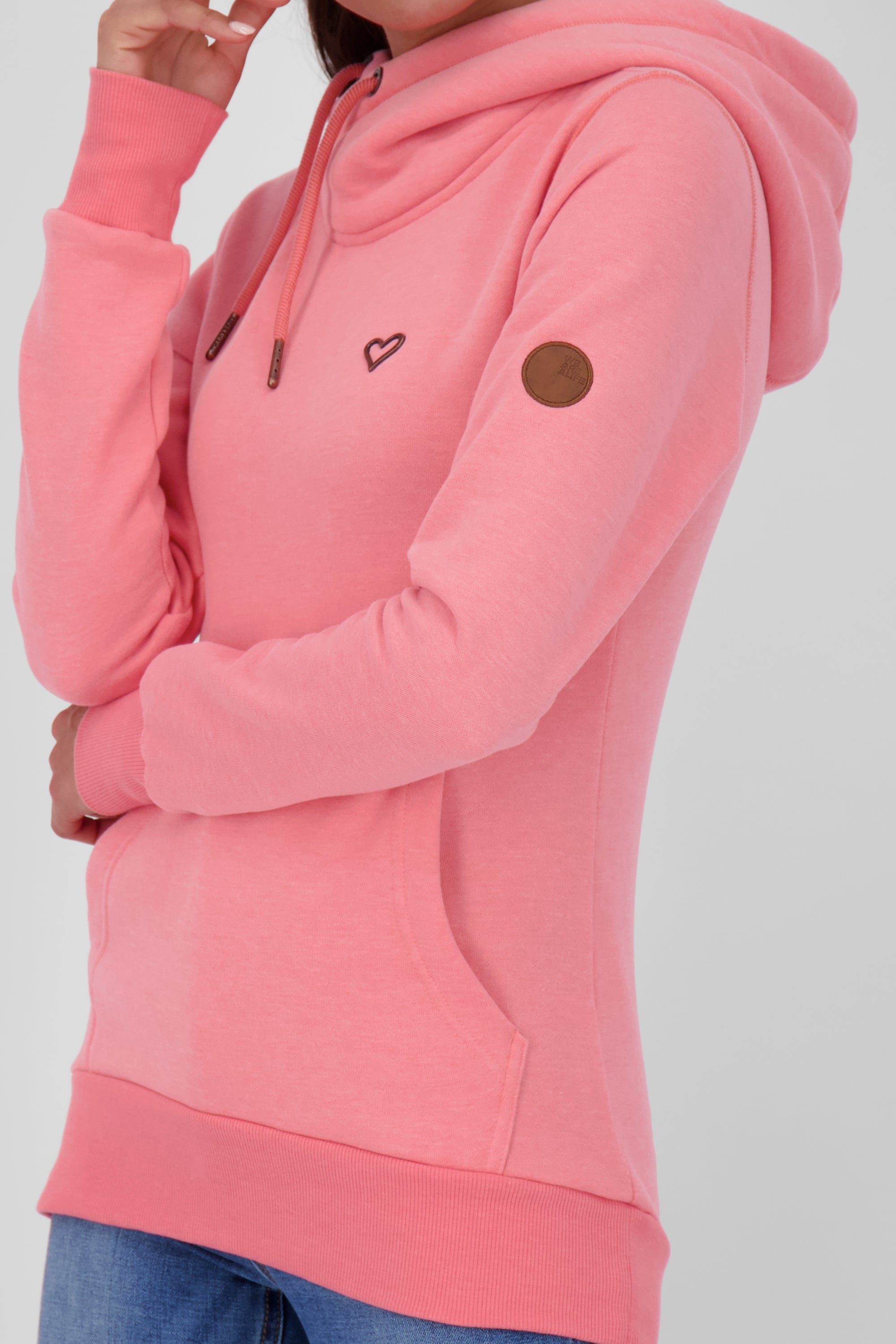 Pastellfarbener Hoodie SarahAK A mit figurnaher Schnittform Orange