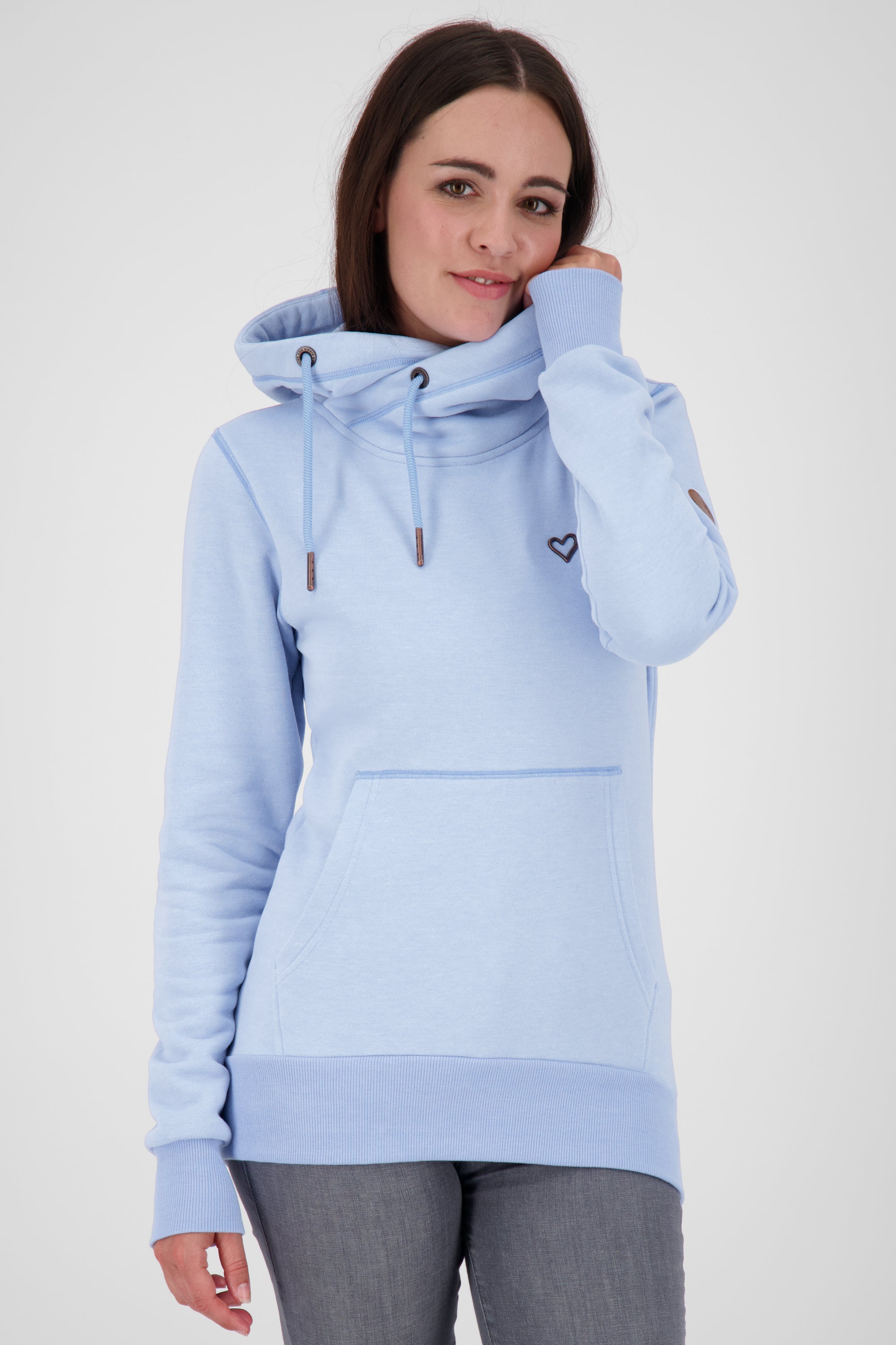 Pastellfarbener Hoodie SarahAK A mit figurnaher Schnittform Hellblau