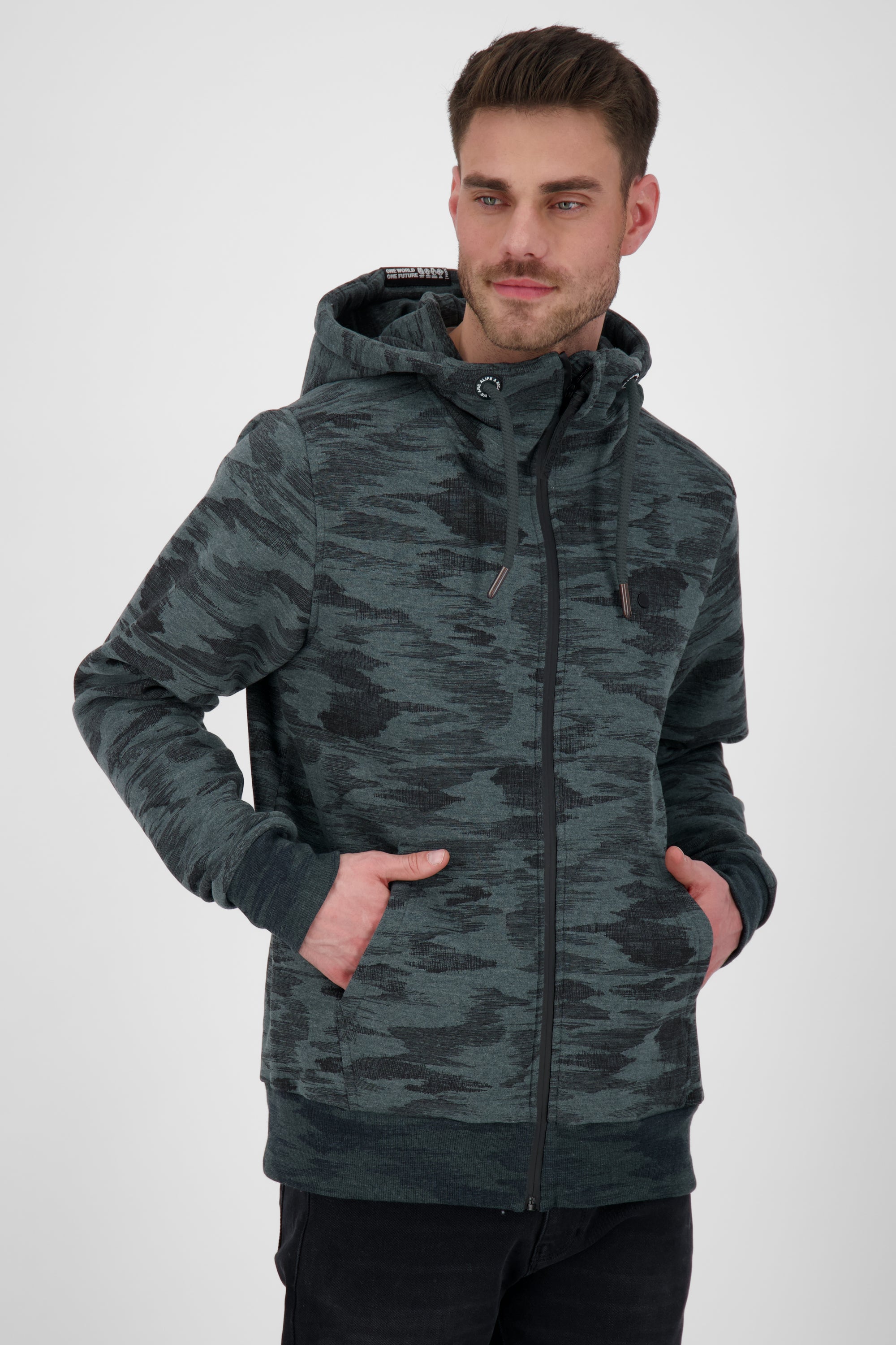 Stylische Sweatjacke TrasherAK B für coole Herren Dunkelgrün