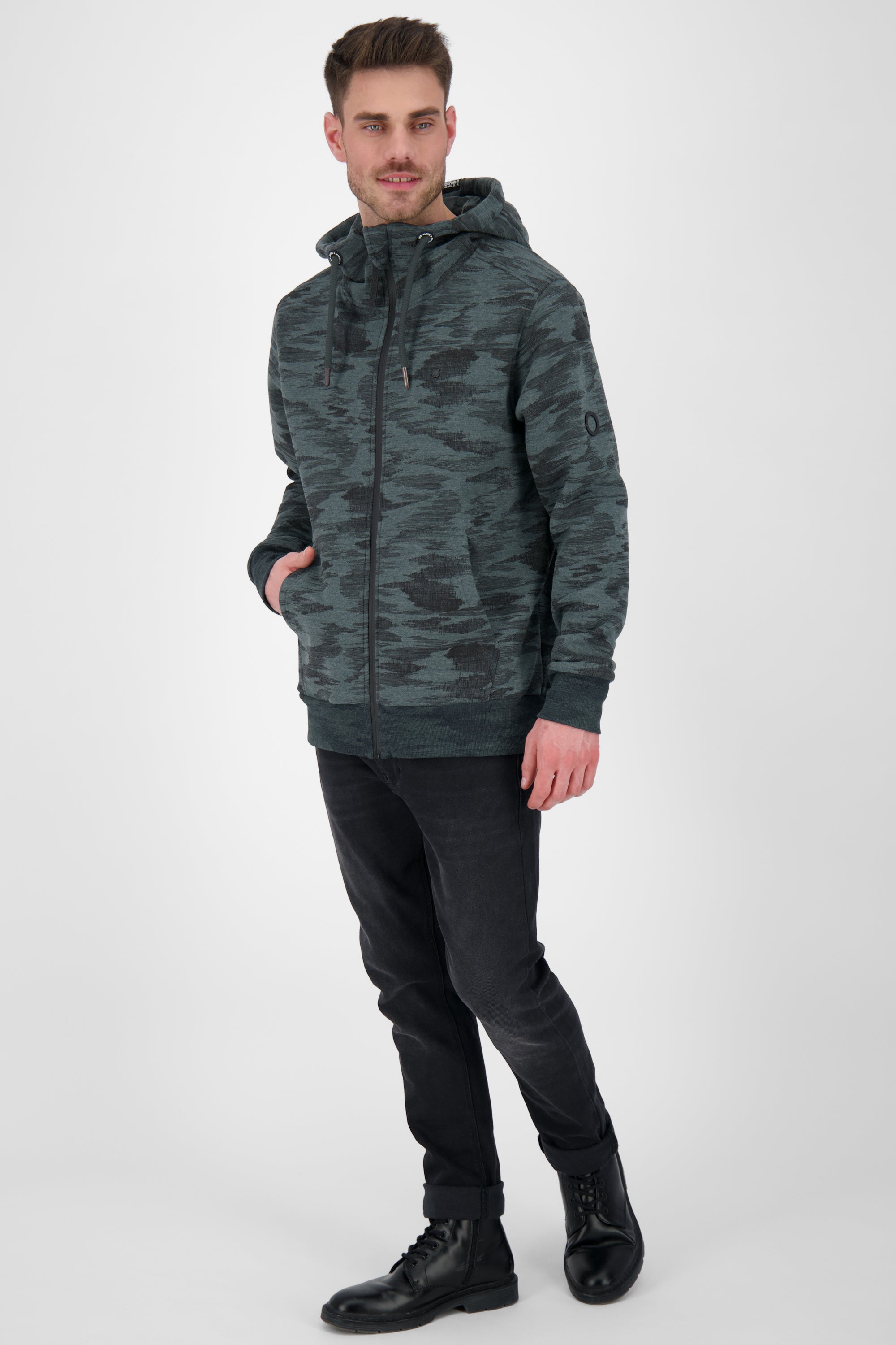 Stylische Sweatjacke TrasherAK B für coole Herren Dunkelgrün