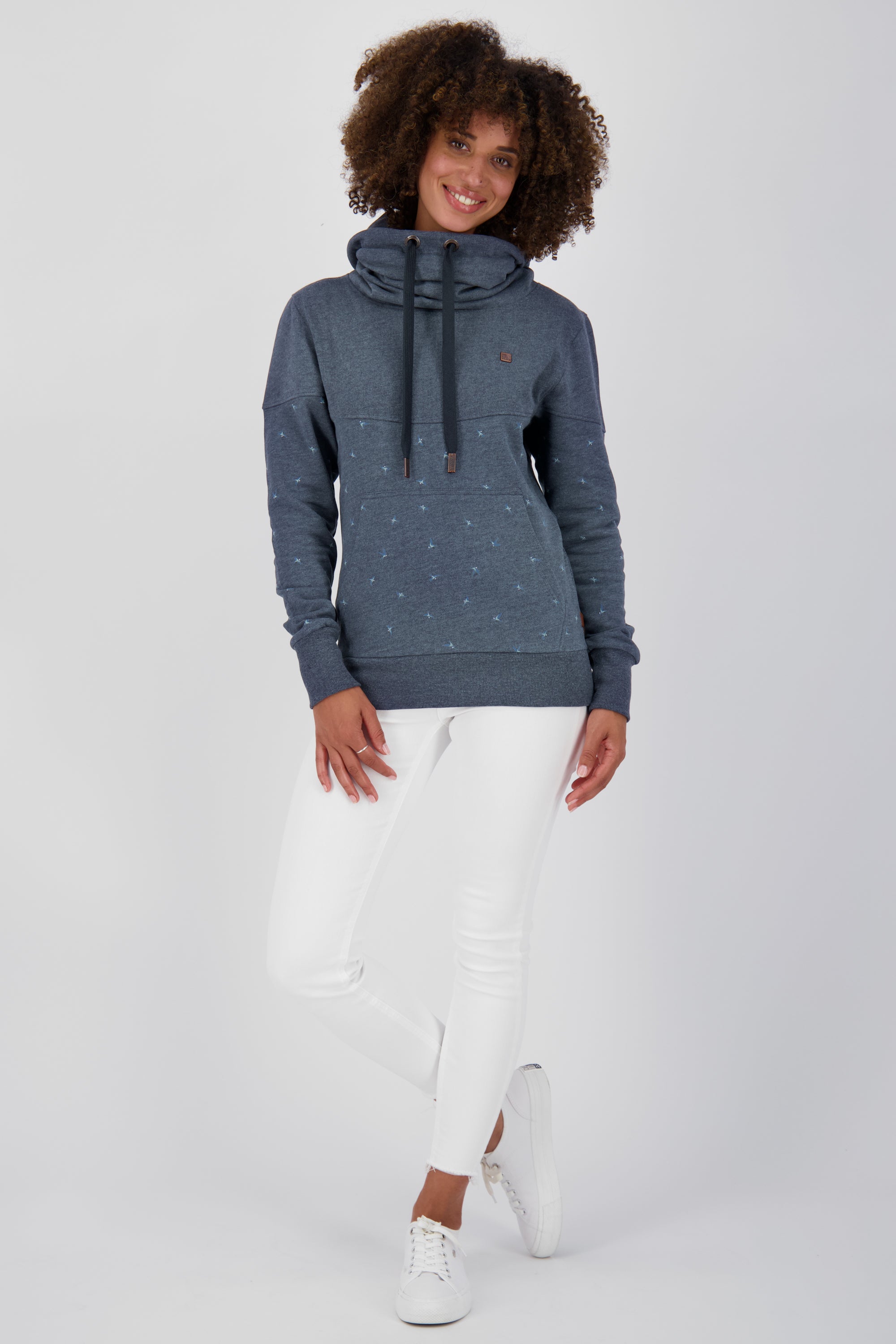 SunshineAK B Sweatshirt Damen mit hohem Kragen Dunkelblau