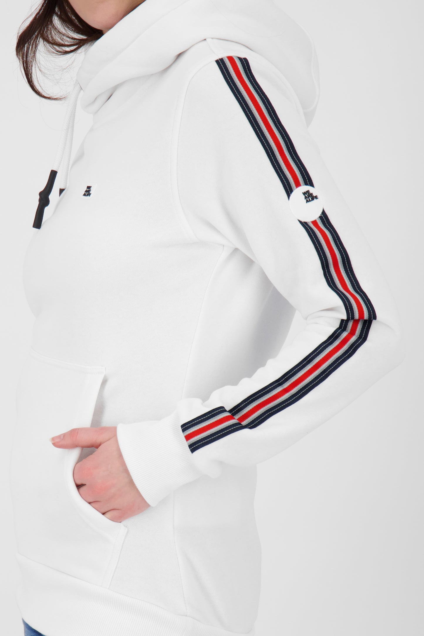 Damen Kapuzensweatshirt SarahAK D mit Kängurutasche Weiß