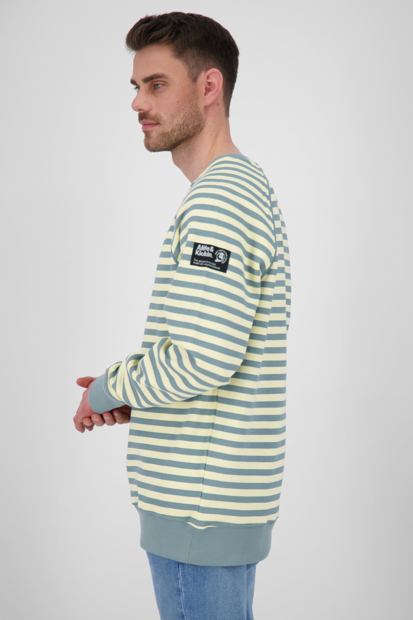 BorisAK Sweatshirt Herren mit Streifen-Design Hellblau