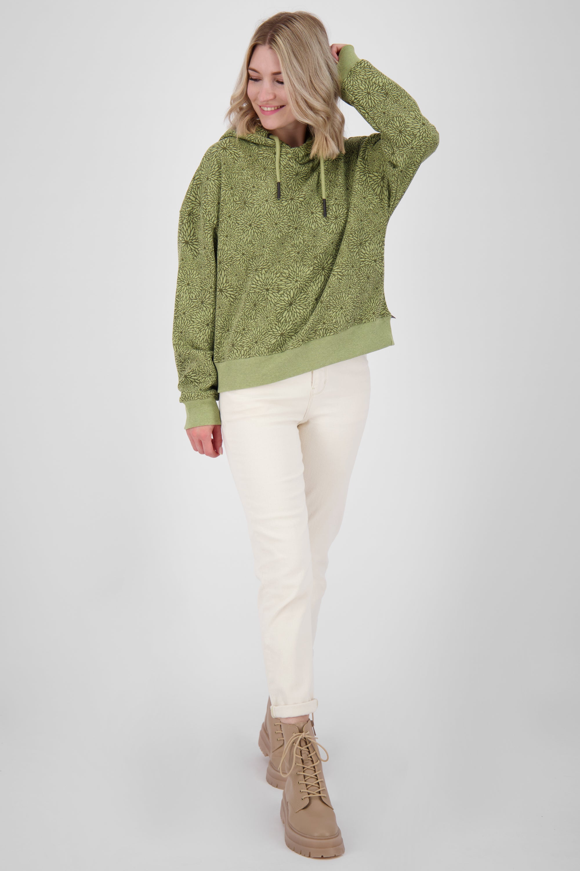 Kapuzensweatshirt JessyAK B Damen mit atemberaubendem Alloverprint Grün
