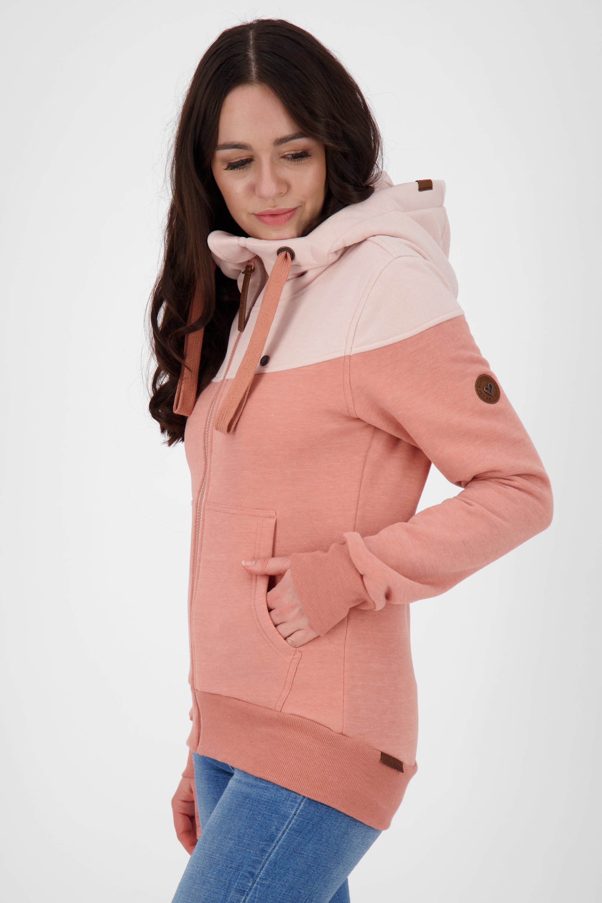 Alife and Kickin Damen Kapuzensweatjacke PalinaAK A: Sportlicher Look, zweigeteiltes Design Rosa