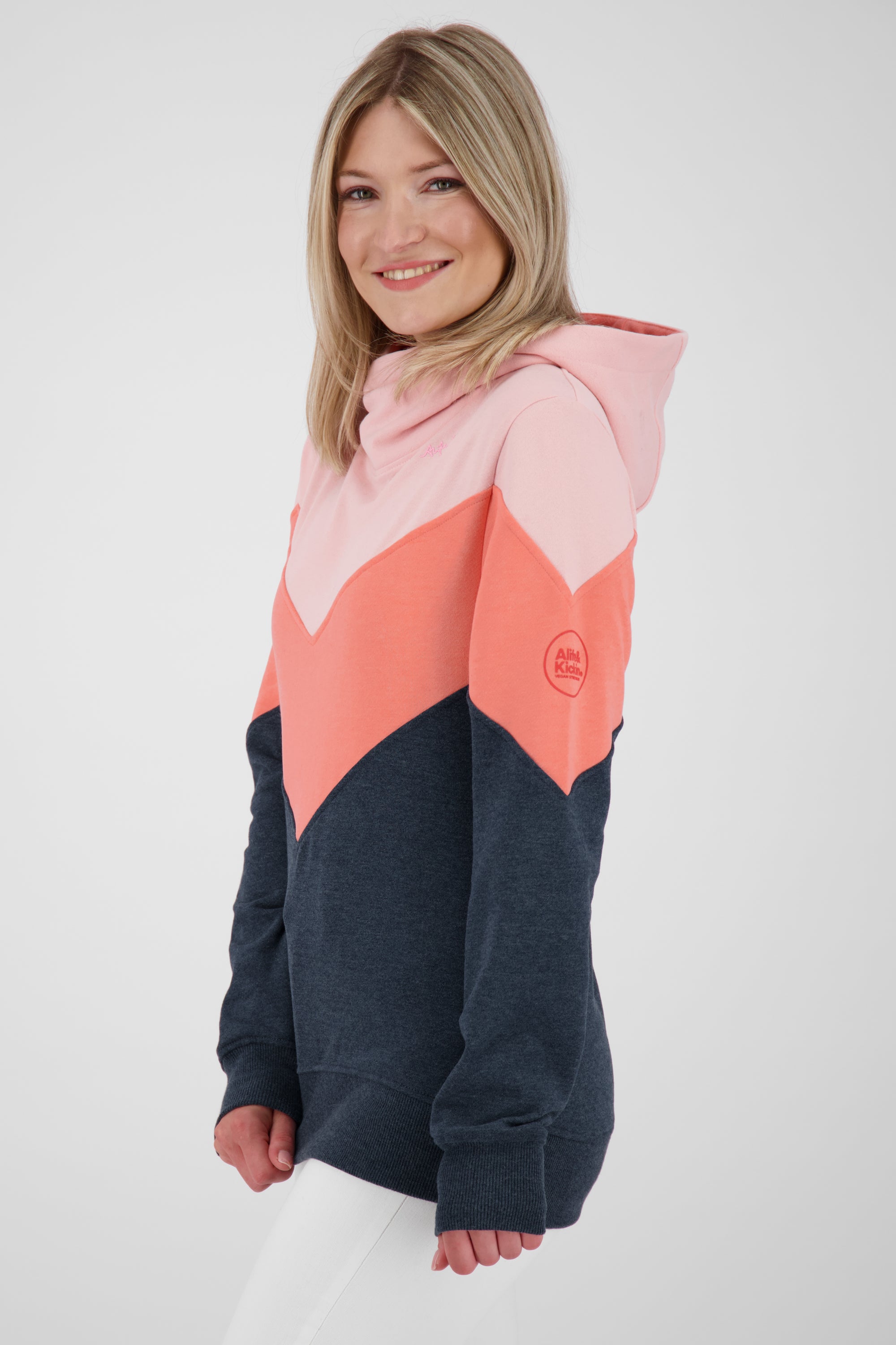 Damen Kapuzensweater StanaAK A: Trendiges Colorblocking Dunkelblau